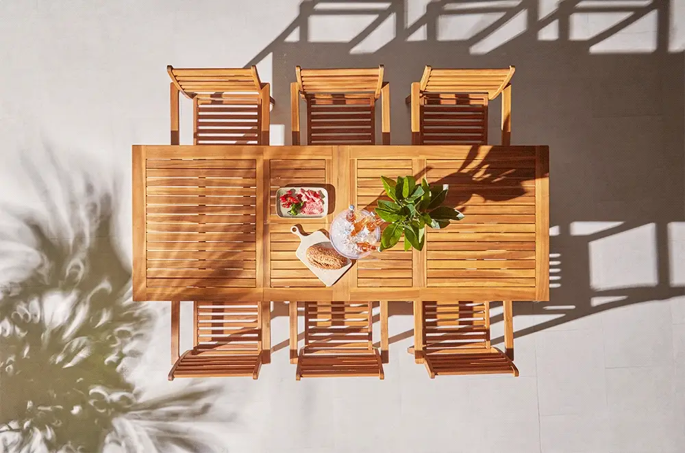 Aspen 6 Seater Wooden Garden Dining Set with Grey Parasol - 140cm to 200cm - Image 7
