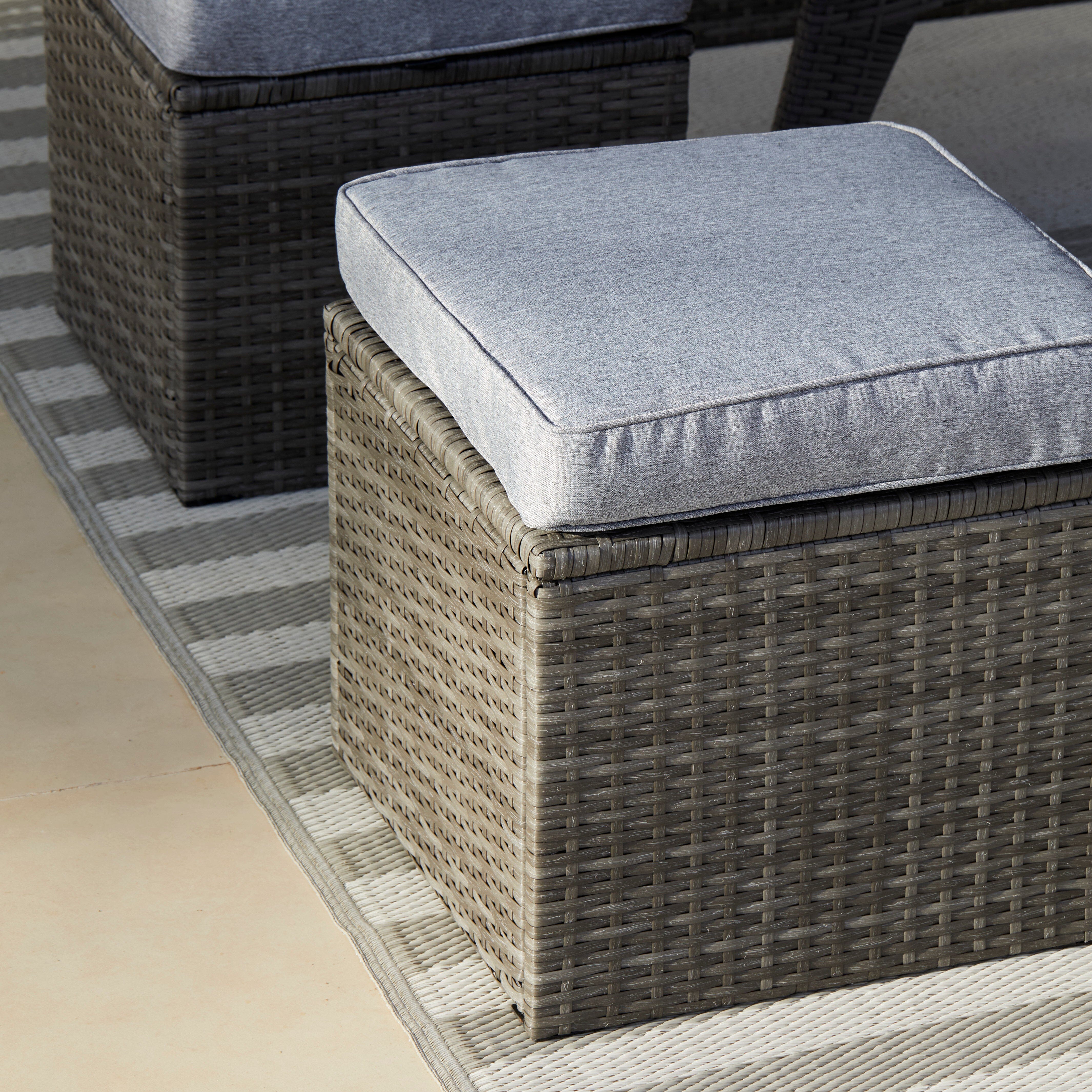 Aston 9 Seater Rattan Garden Corner Sofa Set with Fire Pit - Grey Weave - Image 14