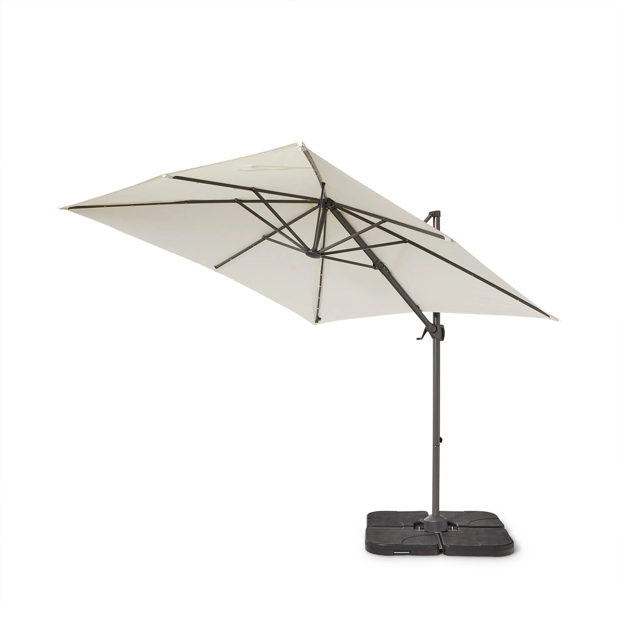 Aston 9 Seater Rattan Garden Corner Sofa Set with Cream LED Premium Parasol - Polywood Top - Grey - Image 11