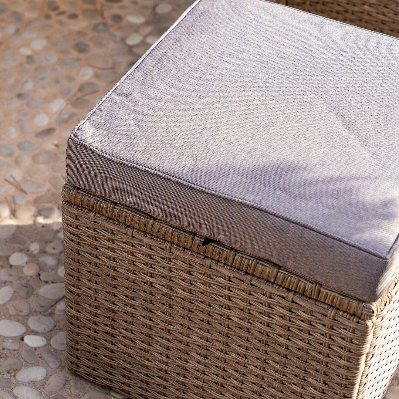 Aston 9 Seater Rattan Corner Sofa Set with Grey LED Premium Parasol with Polywood Table Top - Natural Brown - Image 7