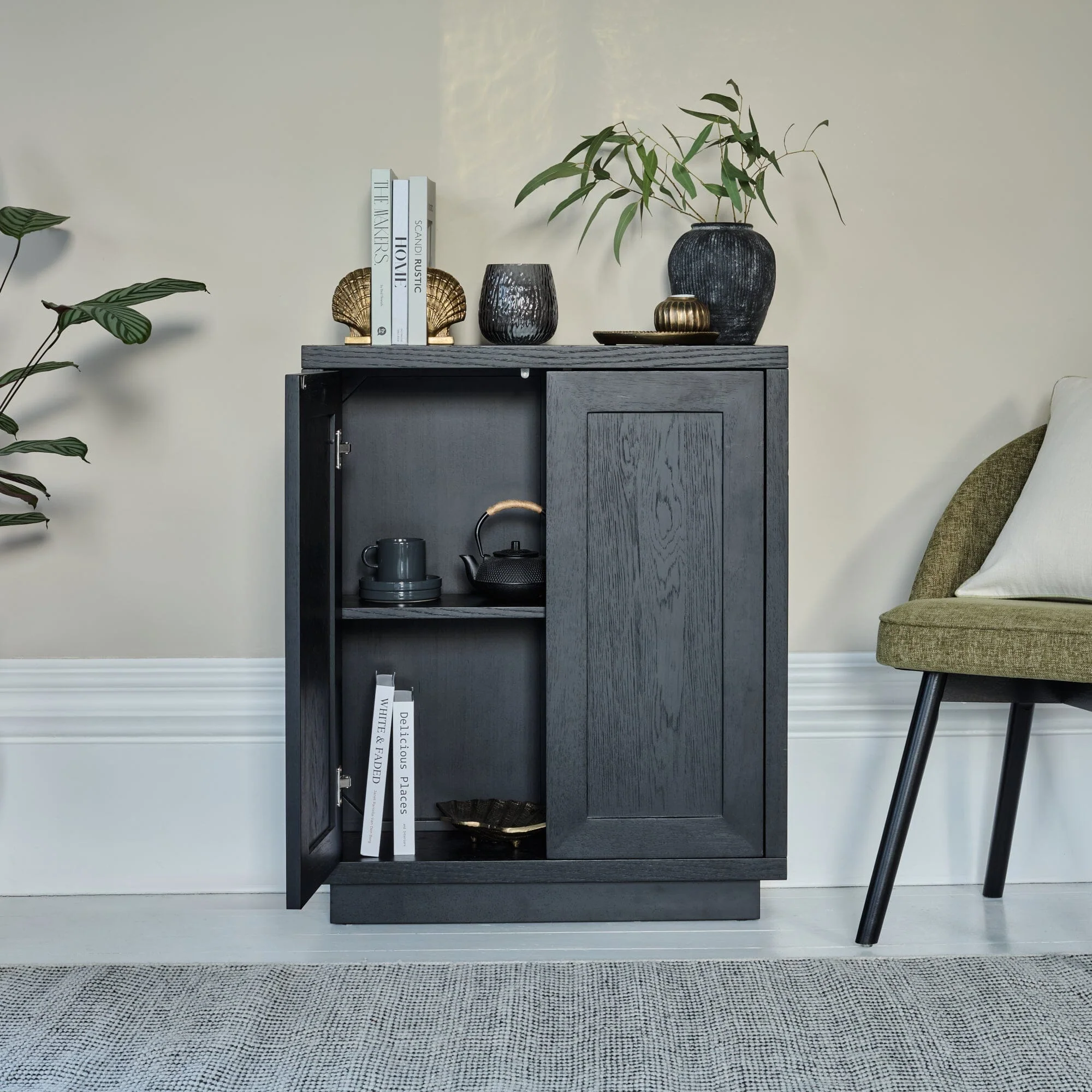 Astrid 2 Door Small Sideboard - Black Oak - Image 2