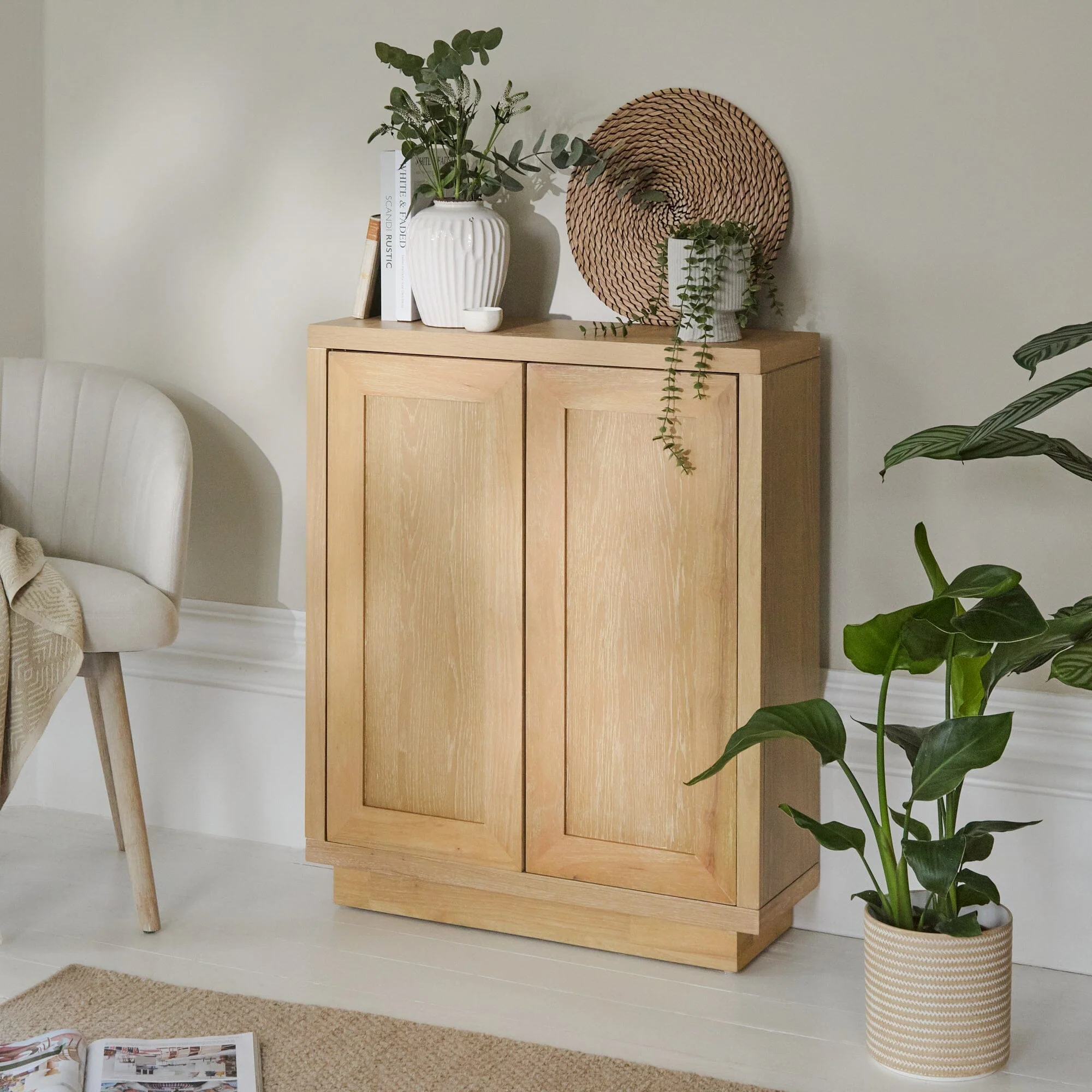 Astrid 2 Door Small Sideboard - Whitewash Oak