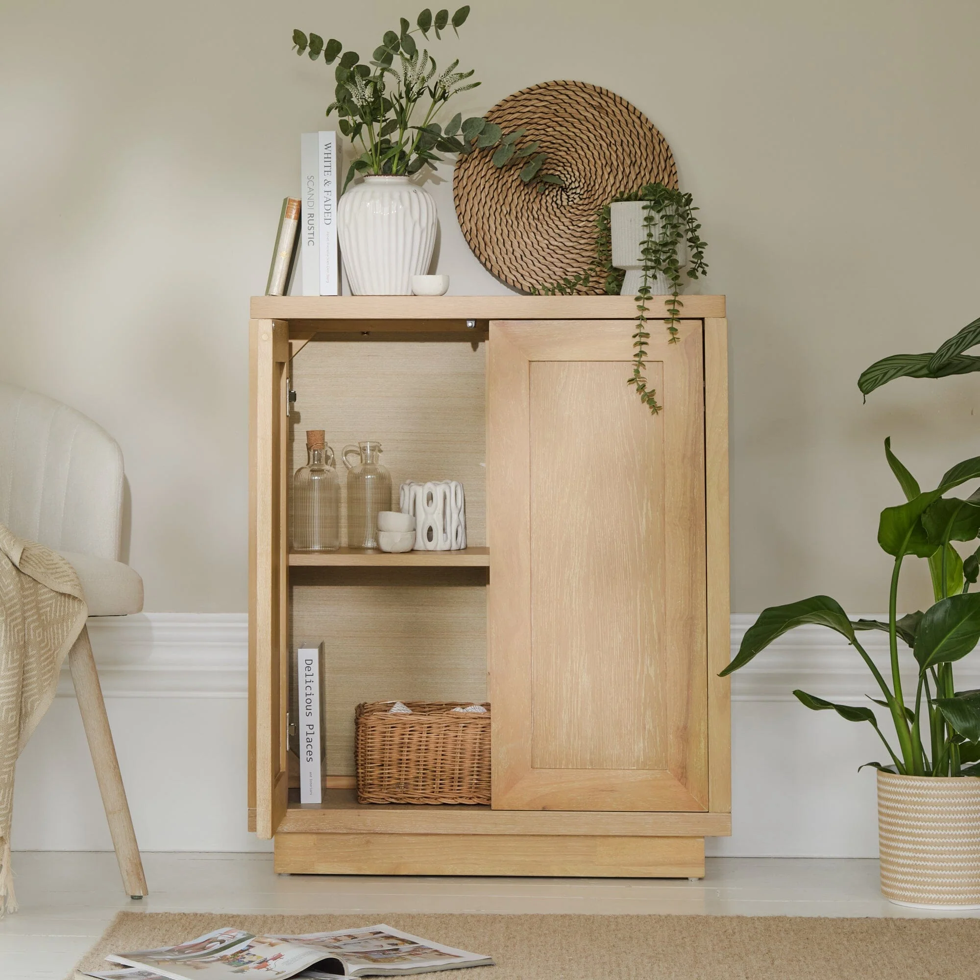 Astrid 2 Door Small Sideboard - Whitewash Oak - Image 2