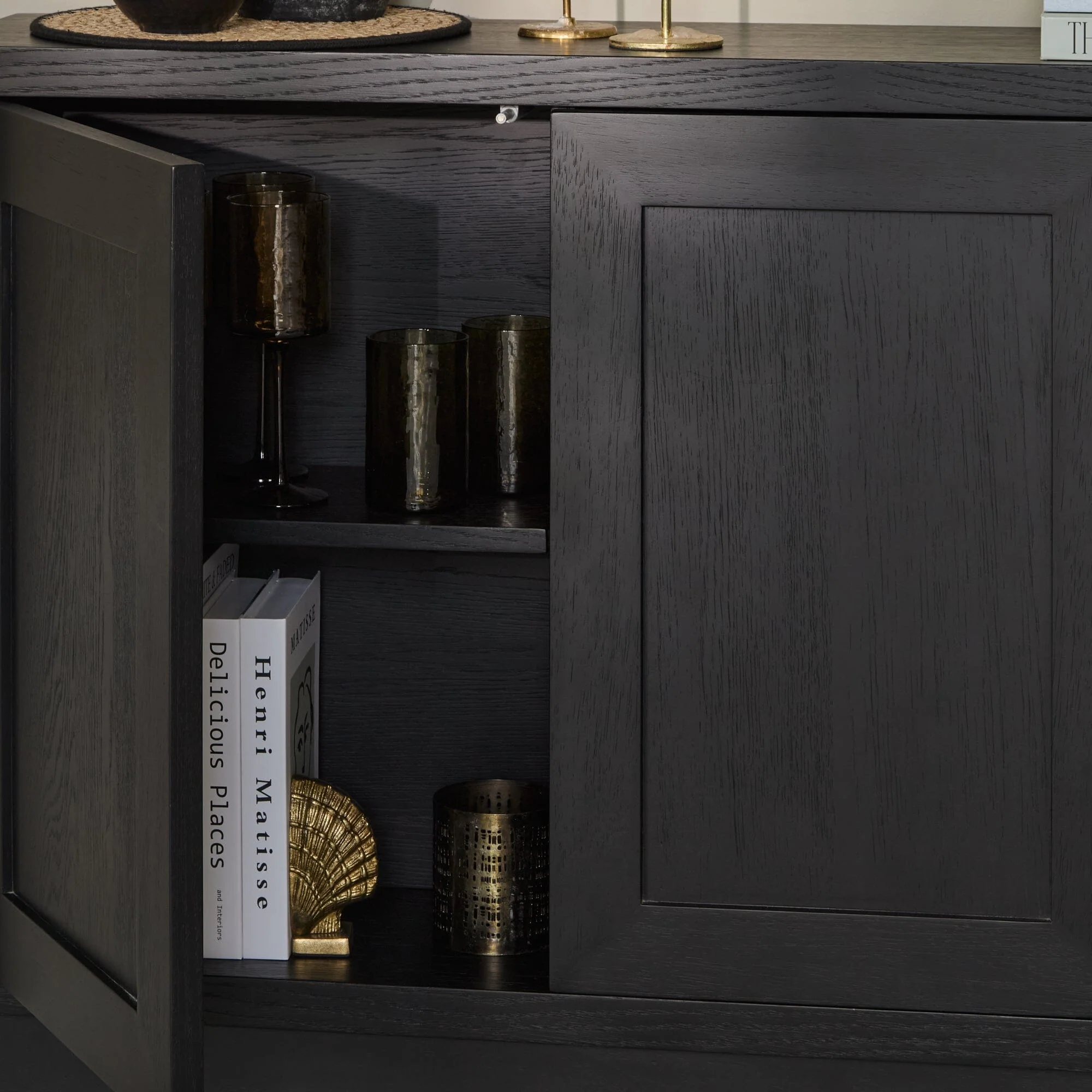Astrid 3 Door Large Sideboard - Black Oak - Image 6