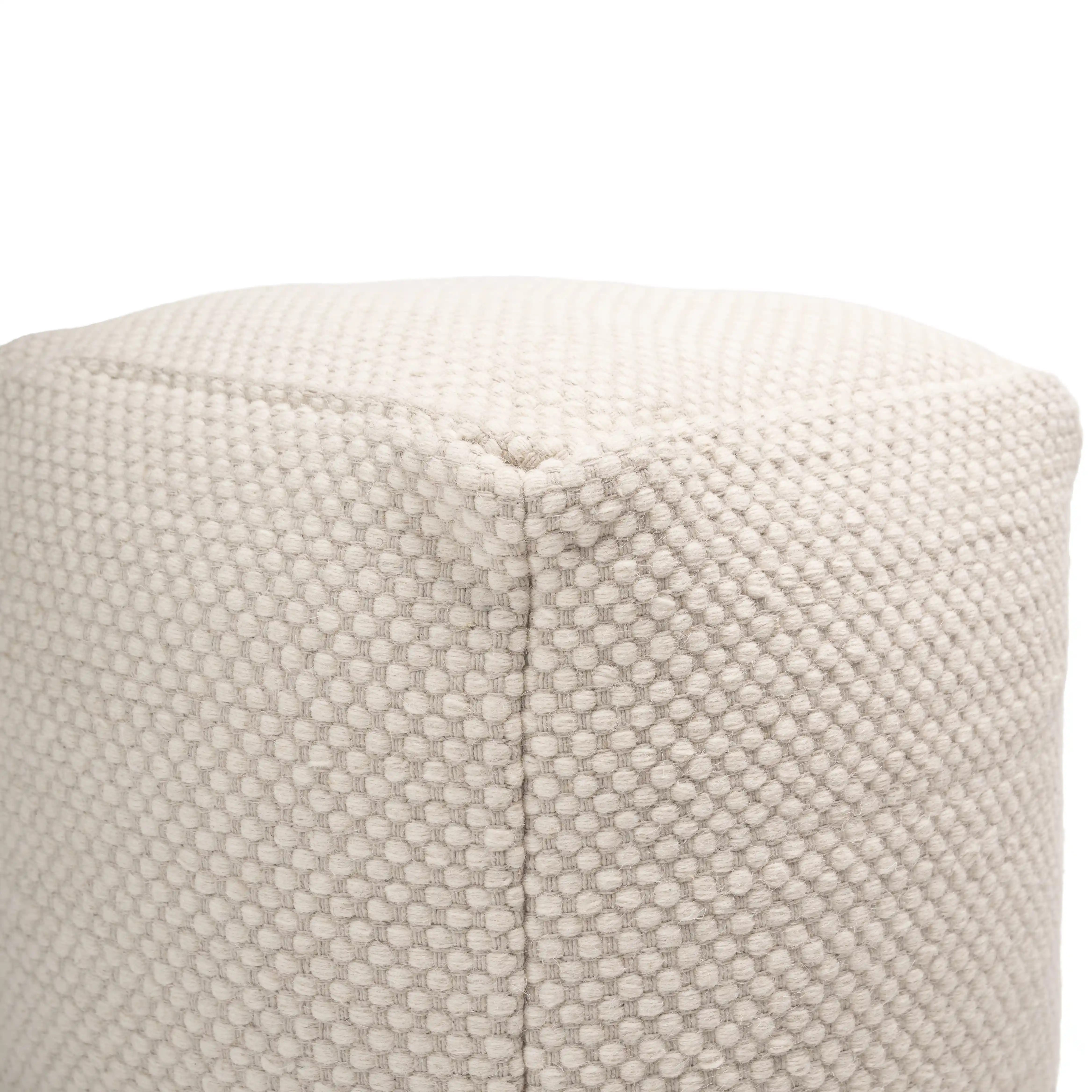 Atcham Wool & Cotton Ottoman Stool - Clay/Natural - Image 10