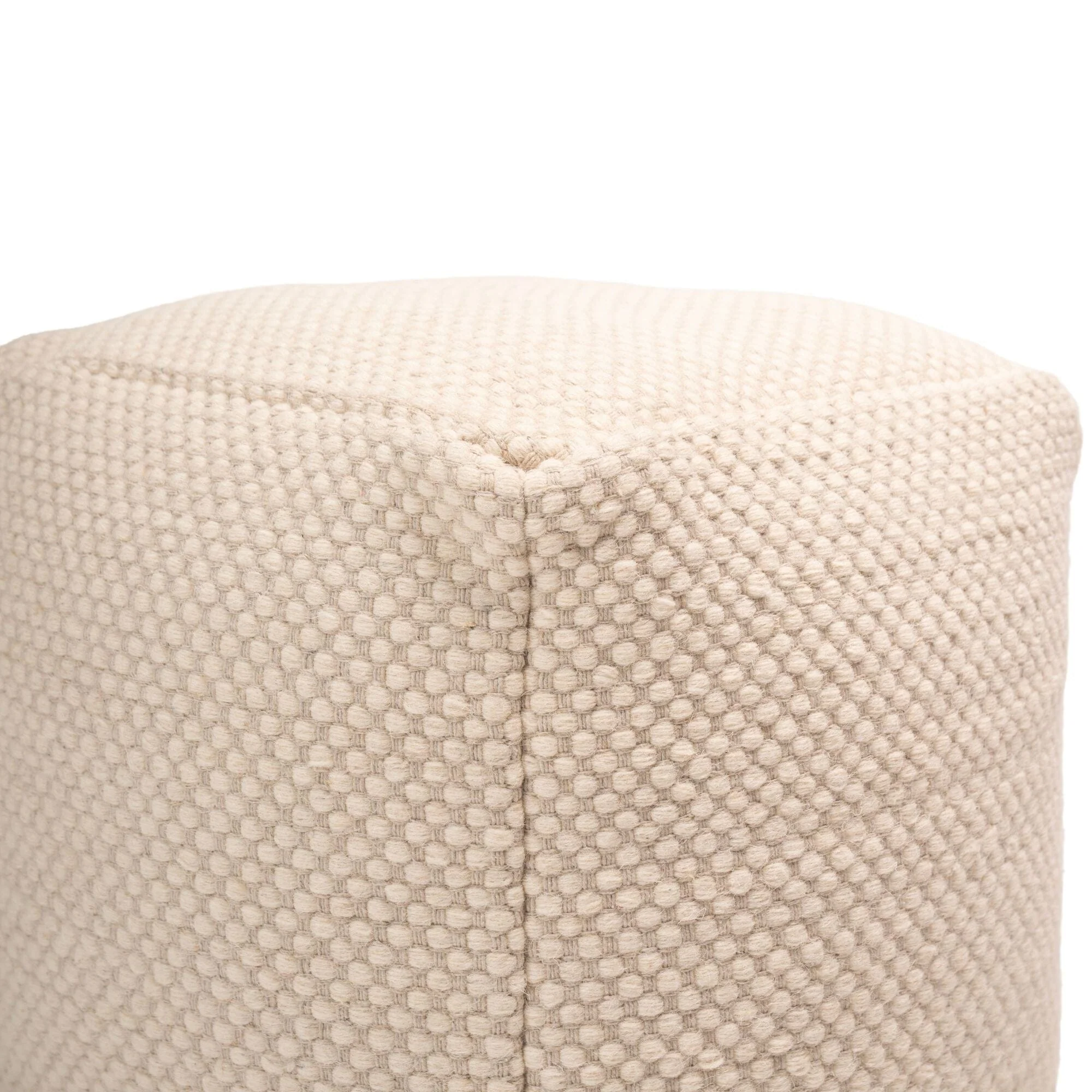Outlet - Atcham Clay/Natural Wool & Cotton Ottoman Stool - 45cm X 45cm - Image 9