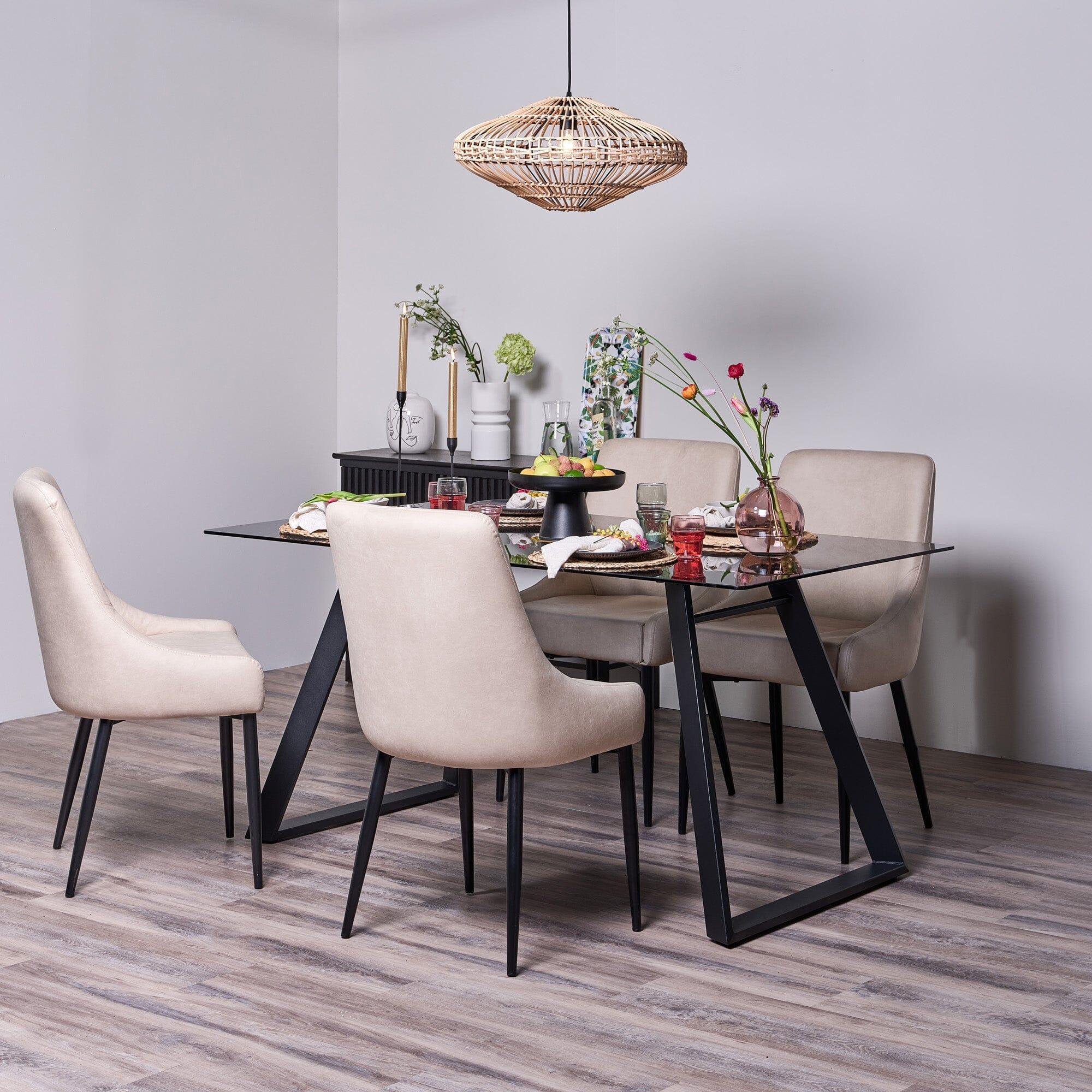 Atlas Smoked Glass Dining Table - Metal Legs - Image 4