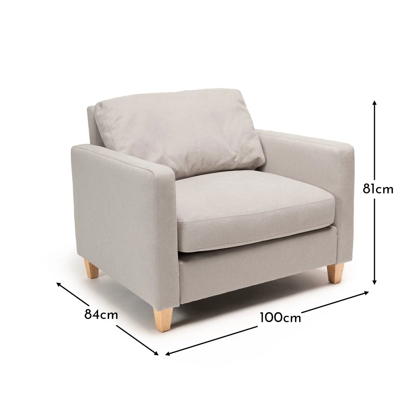 Ava Soft Beige Armchair - Pale Oak Legs - Image 7