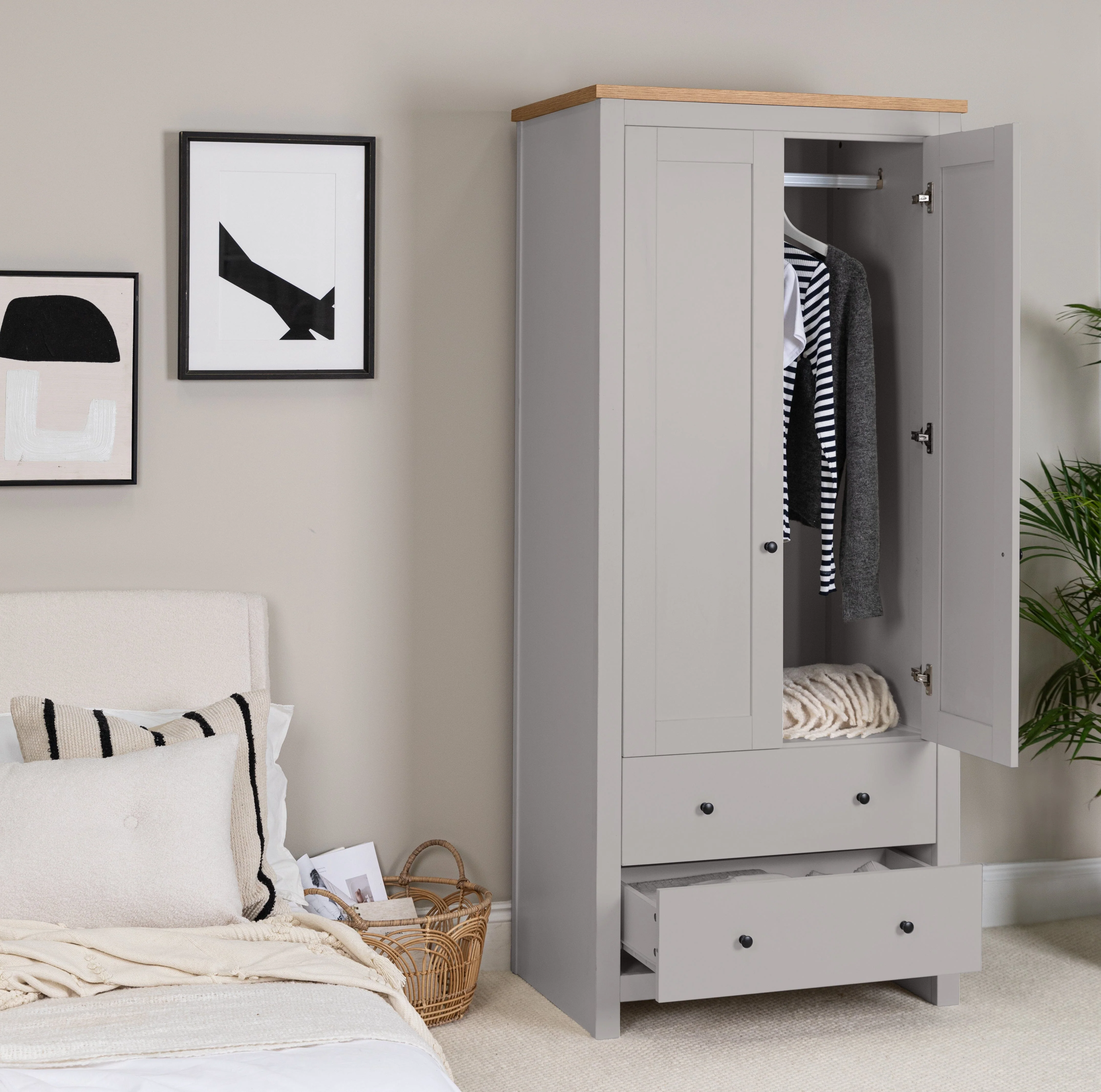 Bampton Double Wardrobe - Stone Grey - Image 5