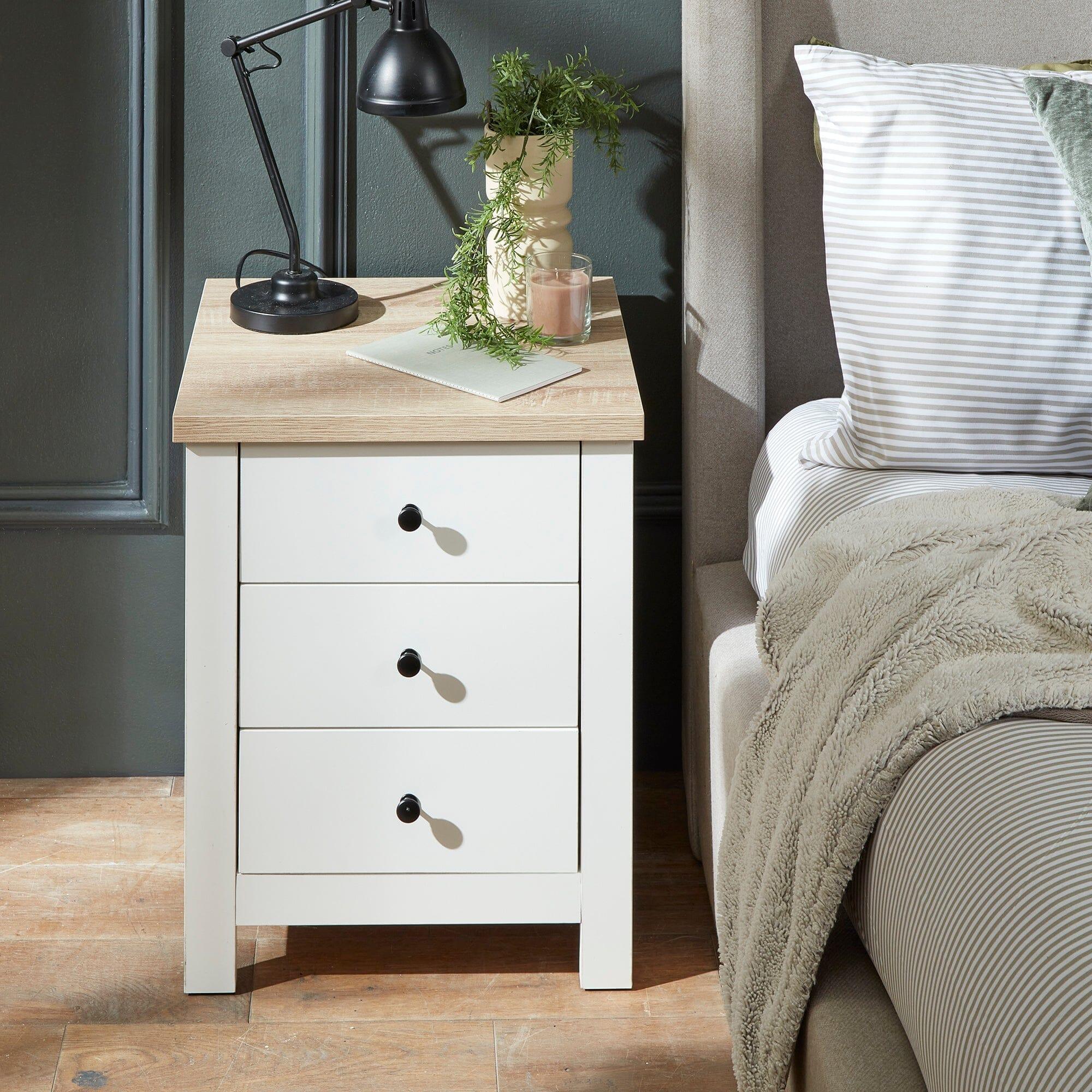 Bampton 3 Drawer Bedside Table - Set of 2 - Alabaster White - Image 3