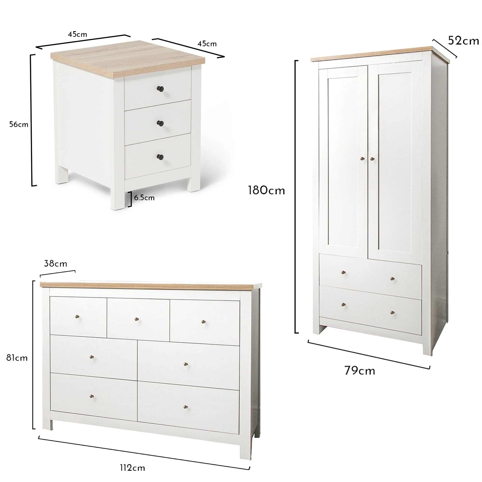Bampton 4 Piece Bedroom Set - 3 Over 4 Chest of Drawers - Alabaster White - Image 5