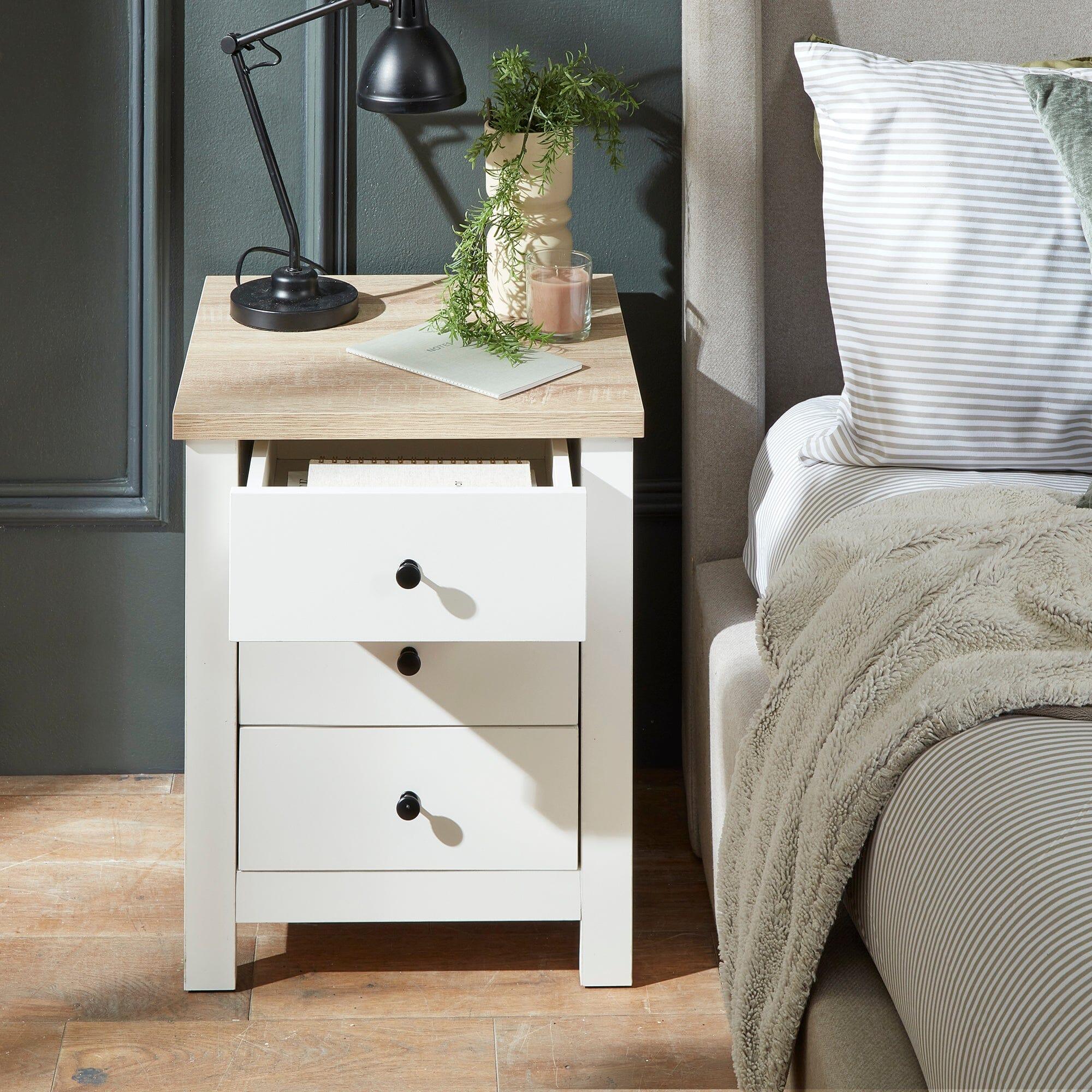 Bampton 3 Drawer Bedside Table - Alabaster White - Image 3