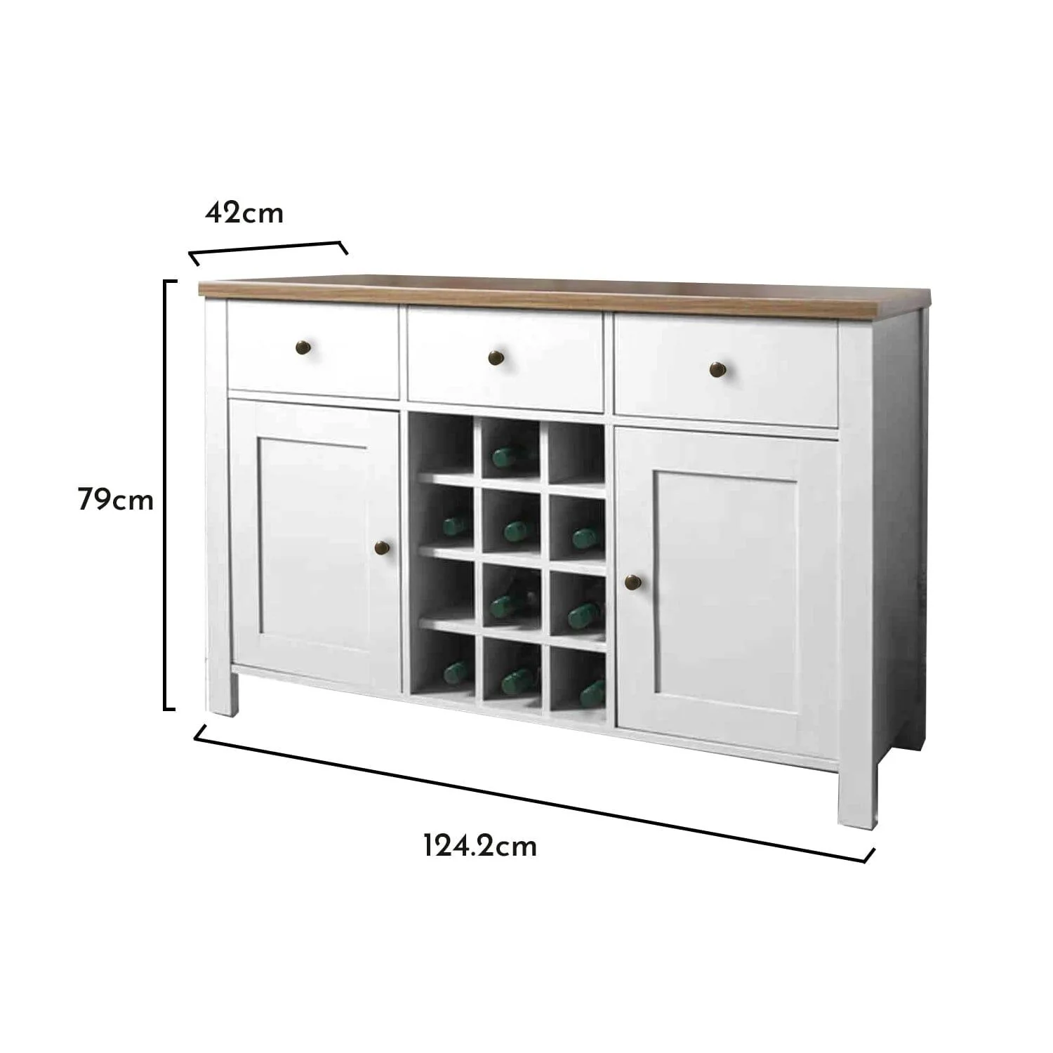 Bampton Sideboard with Wine Rack - Alabaster White - Image 5
