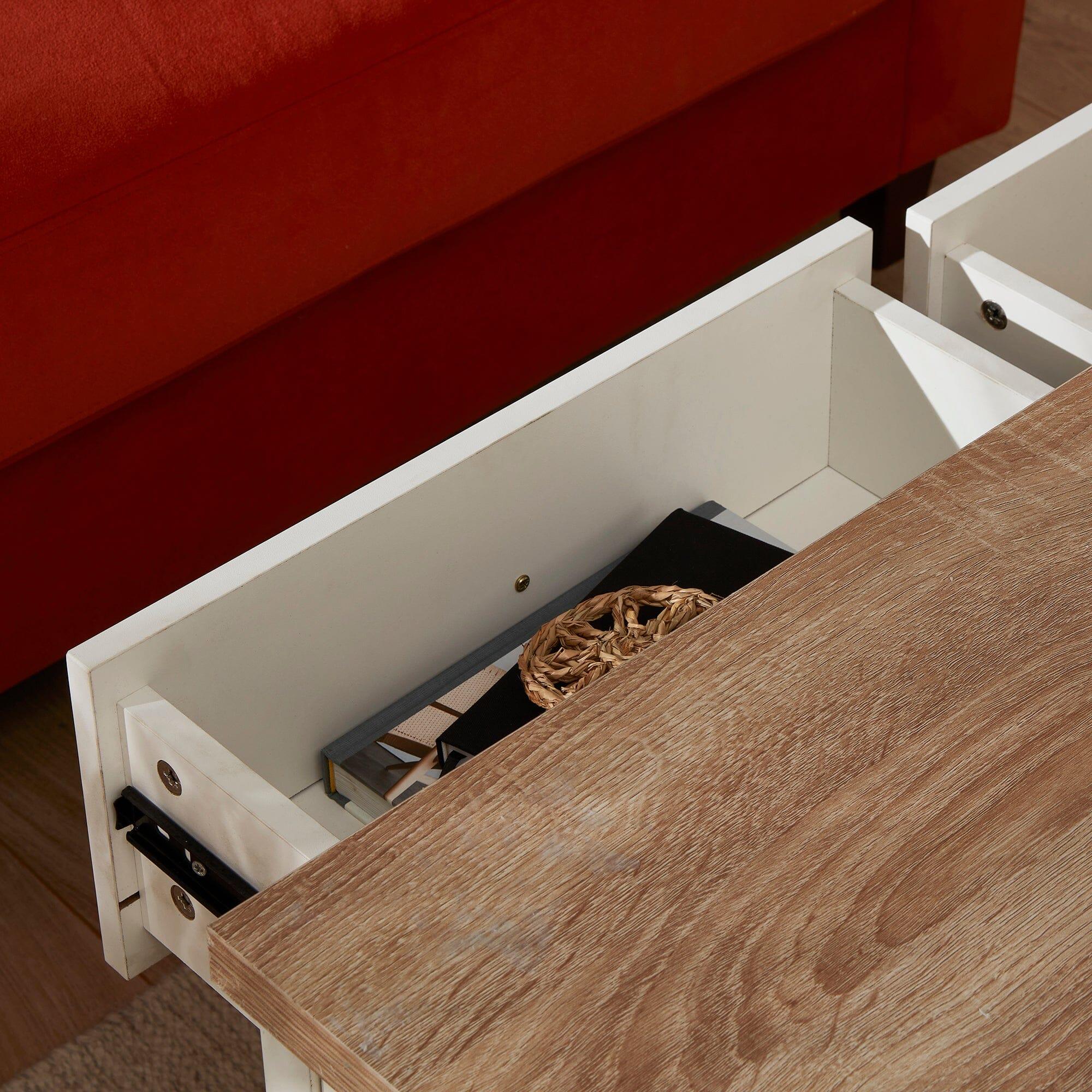 Bampton Alabaster White Coffee Table with Storage - Image 5