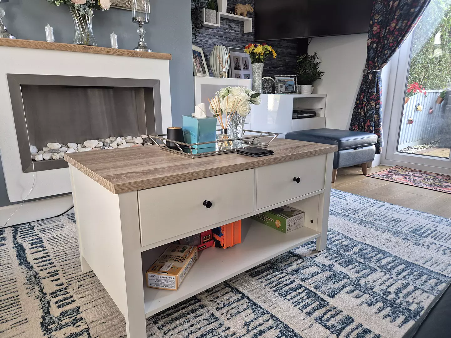 Bampton Alabaster White Coffee Table with Storage - Image 6