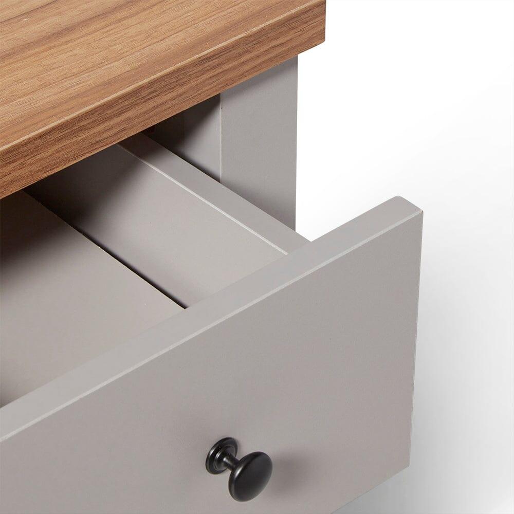Bampton 1 Drawer Bedside Table - Stone Grey - Image 6