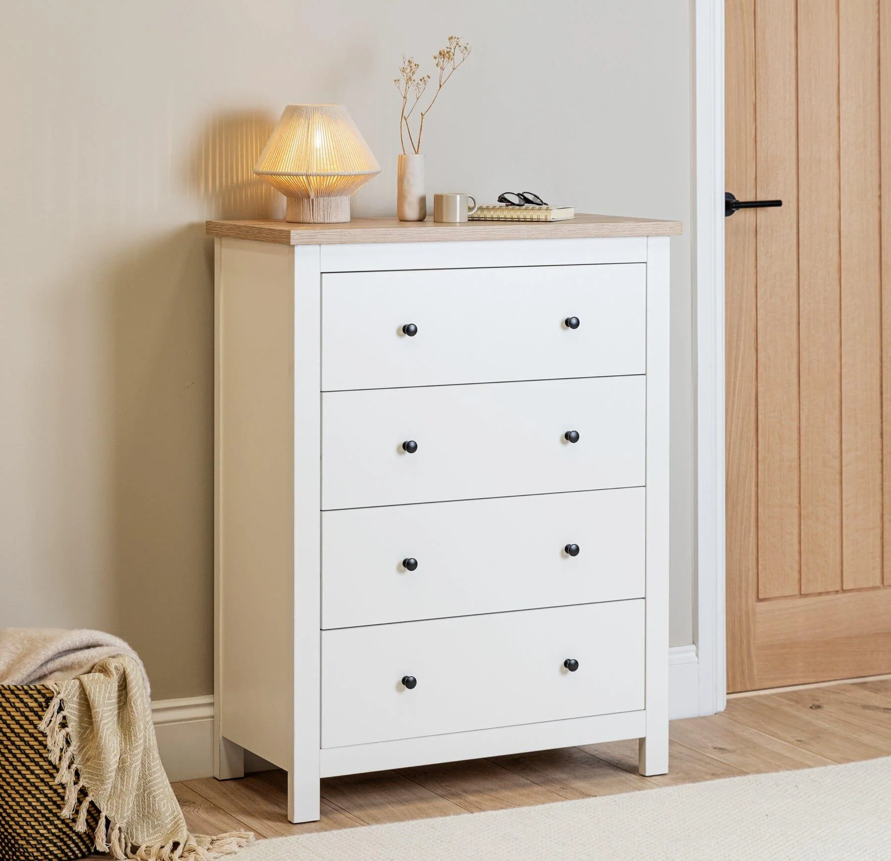 Bampton 4 Drawer Tall Chest of Drawers - Alabaster White - Image 5