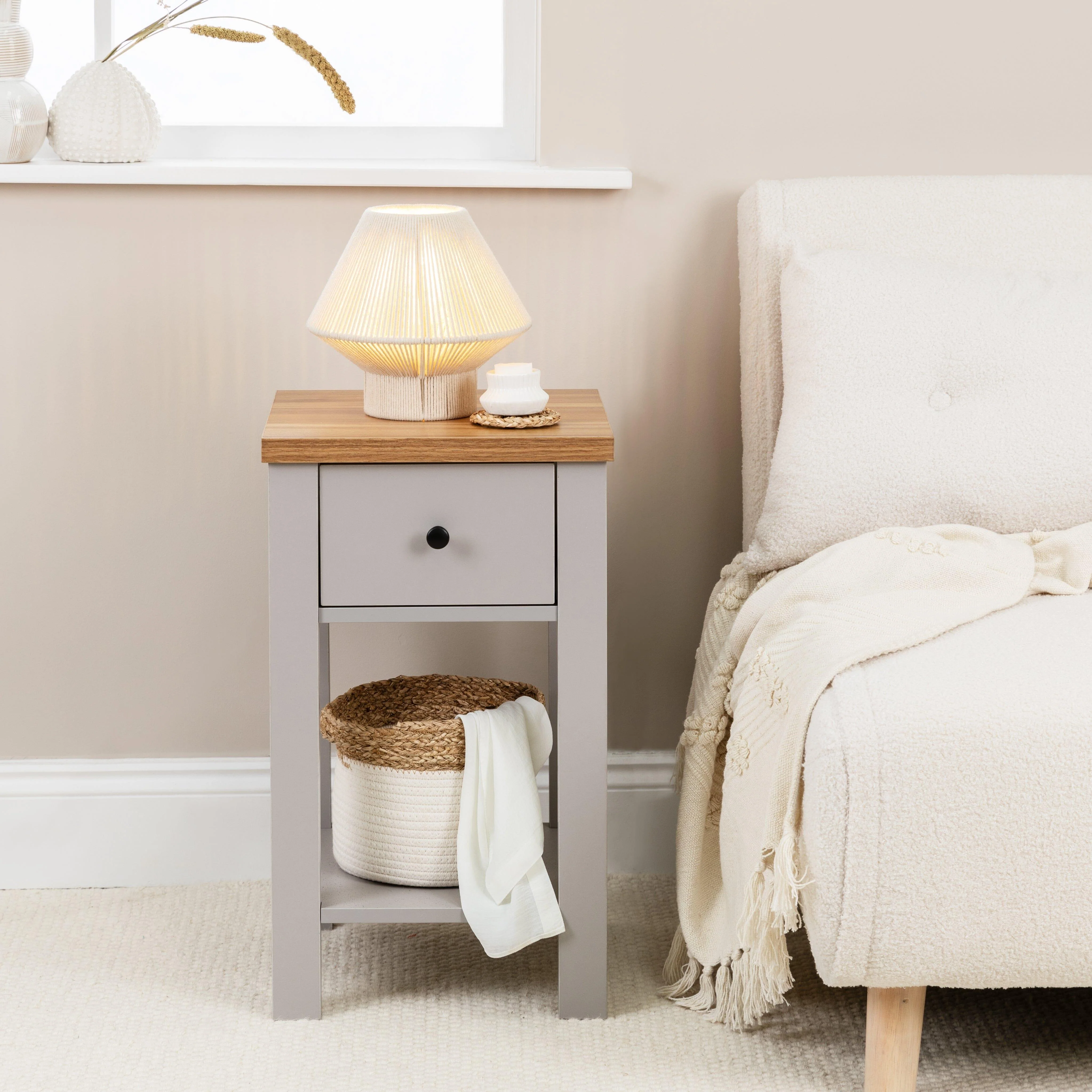 Outlet - Bari Small White Cotton String Table Lamp - Image 4