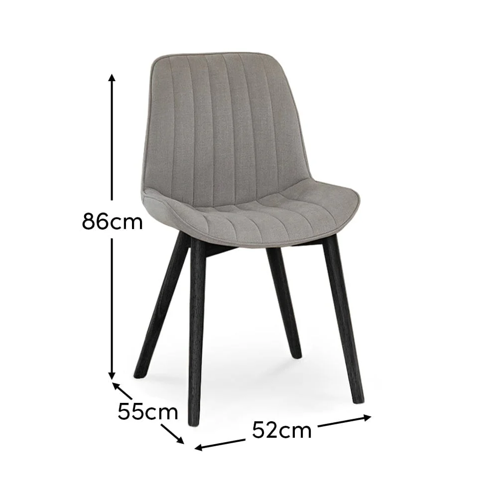 Bella Cloud Grey Dining Chairs - Set Of 2 - Black Oak Legs - Image 6