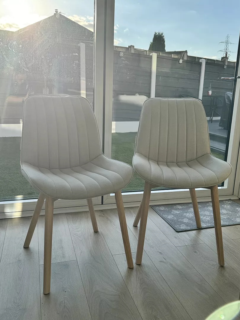 Bella Cloud Grey Dining Chairs - Set of 2 - Whitewash Oak Legs - Image 4