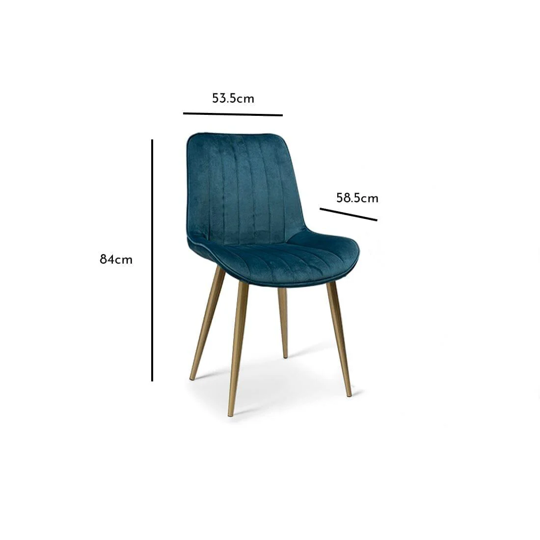 Outlet - Bella Dining Chair - Teal with Gold Legs - Image 3