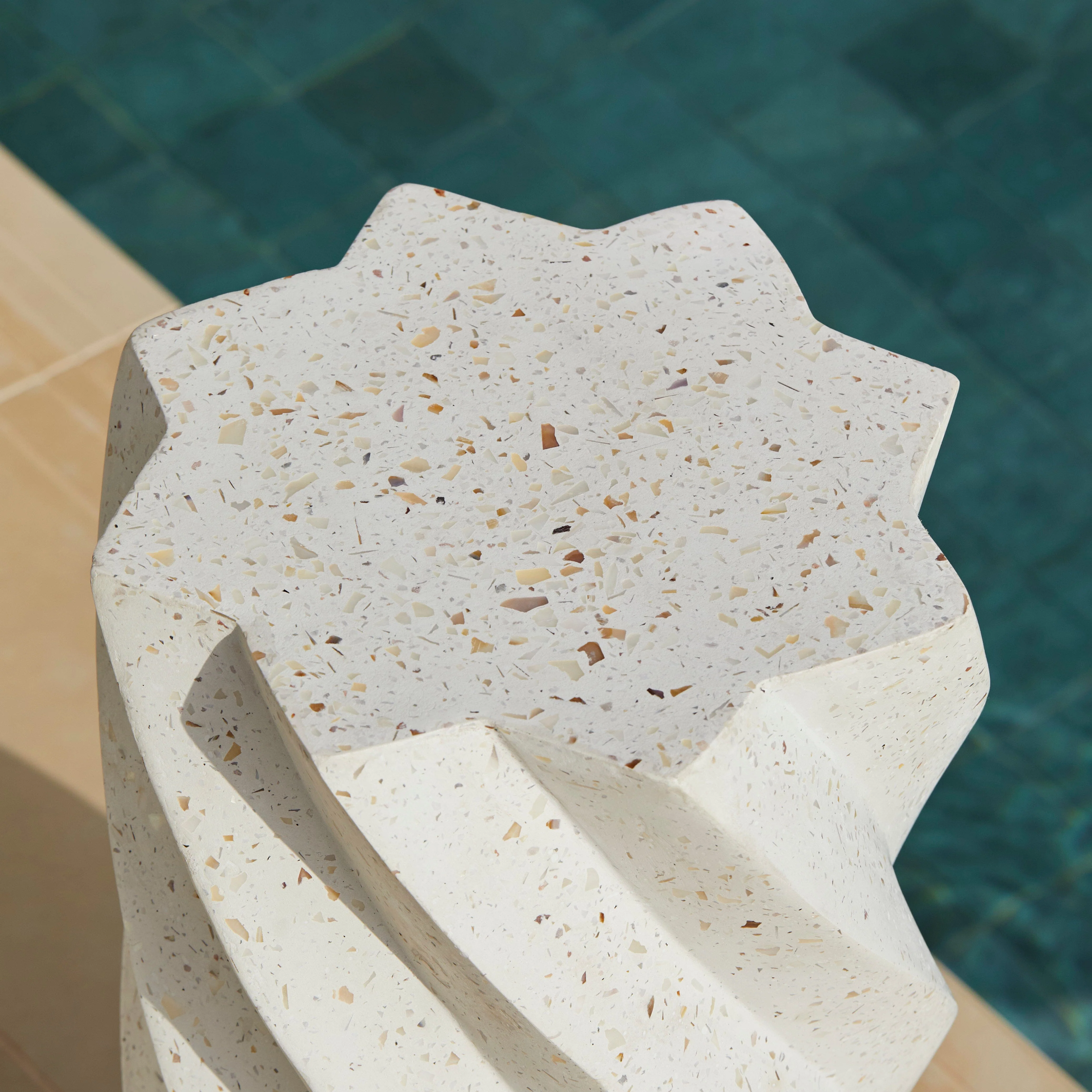 Bianca Concrete Garden Side Table - Pearl Terrazzo - Image 3