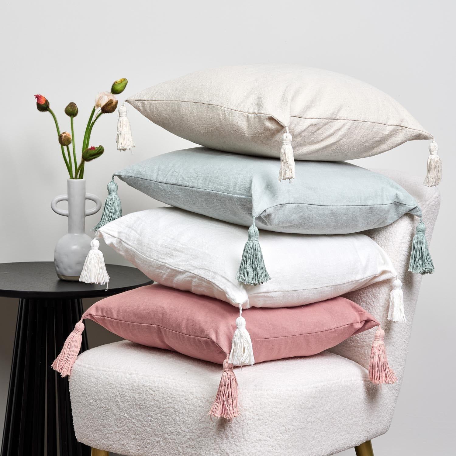 Otura 45x45cm Tasseled Cushion Cover - Duck Egg Blue - Image 3