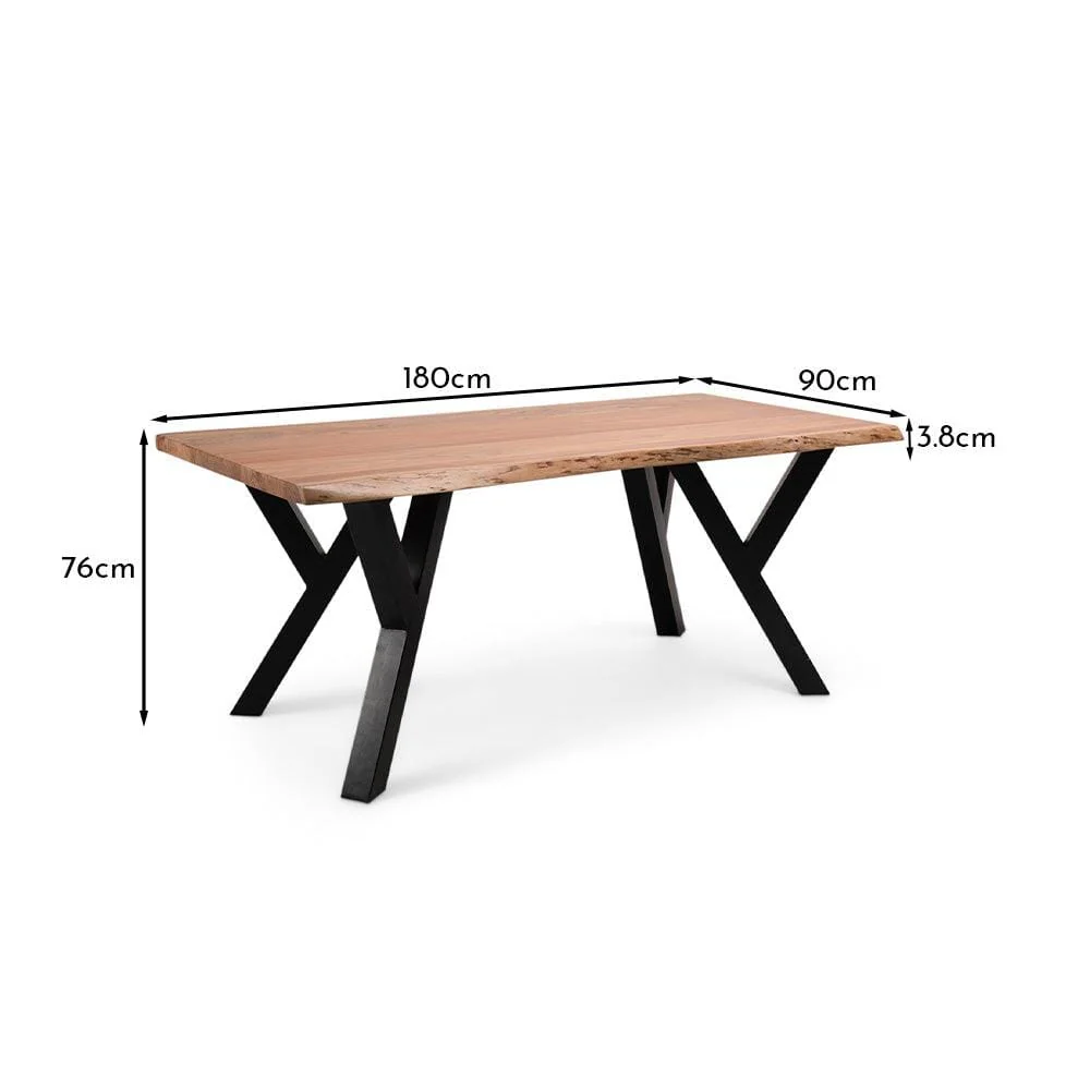 Bosco Natural Wood Dining Table - 6 Seater  - 180cm / 38mm - Image 19