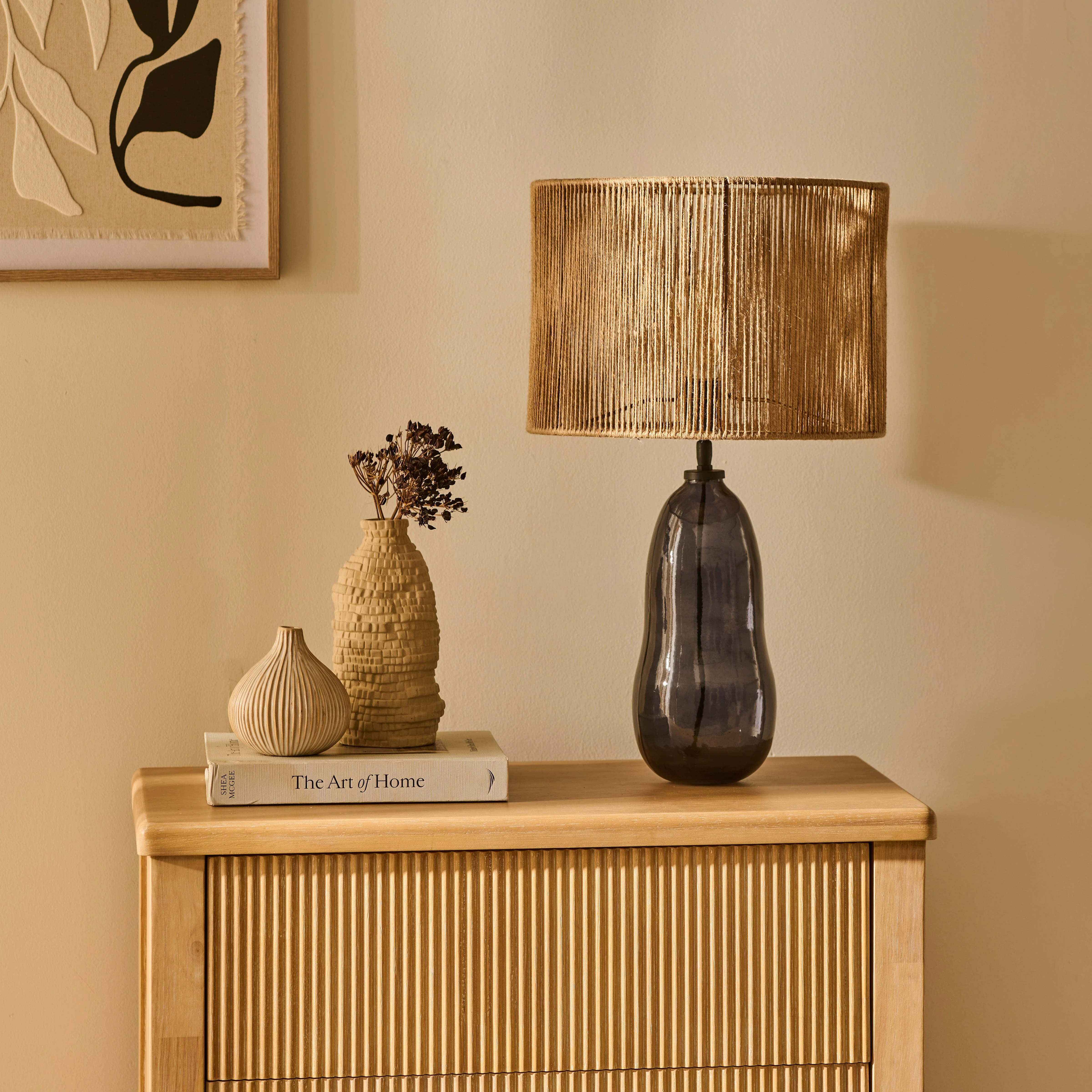 Breamore Dark Grey Glass Wide Table Lamp Base - 30cm