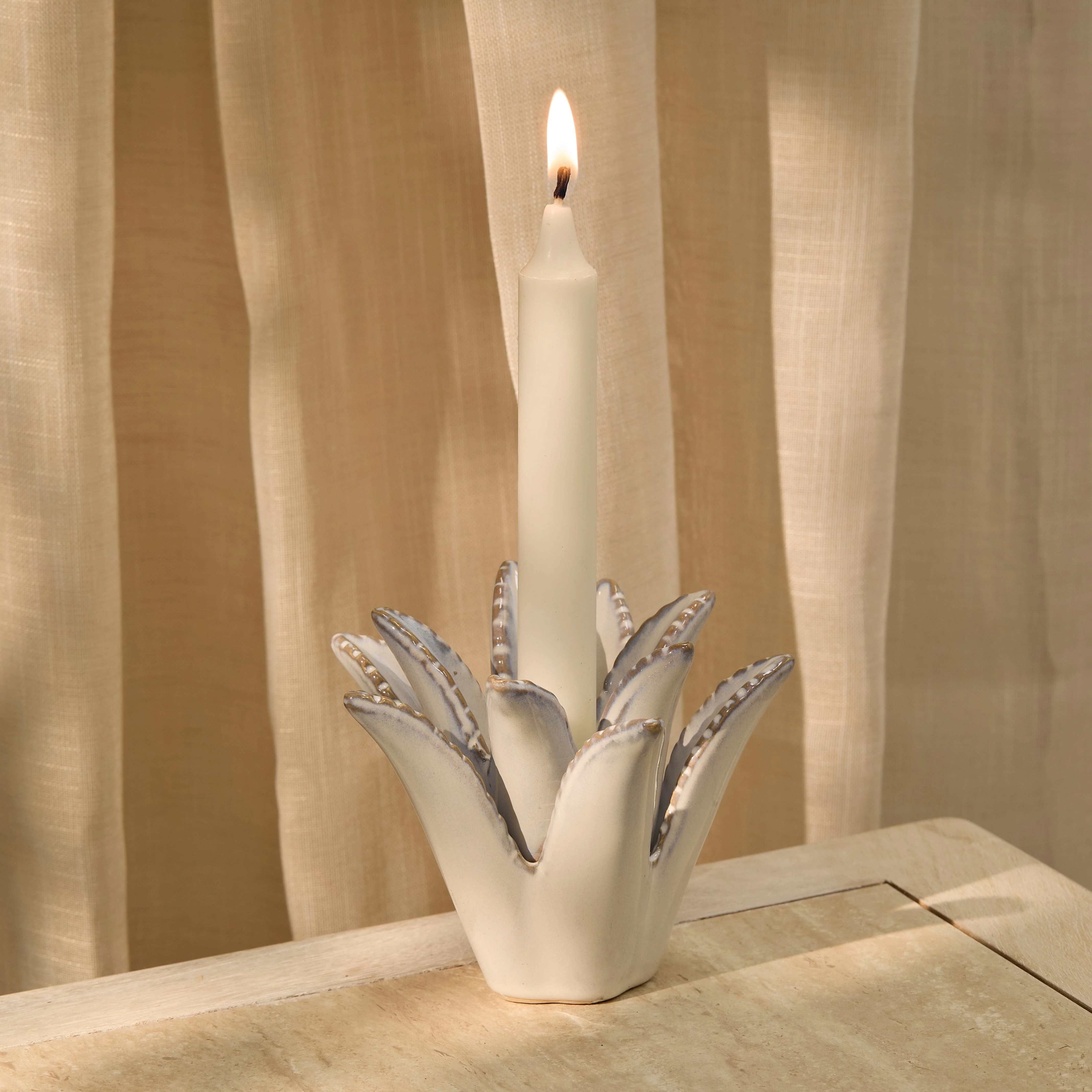 Cabo 13cm Layered Ceramic Candle Holder - Aloe Green