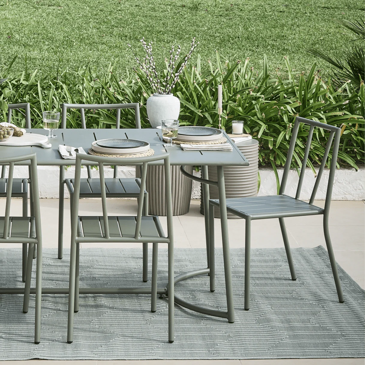Carlotta Round Concrete Garden Side Table - Dark Grey - Image 3