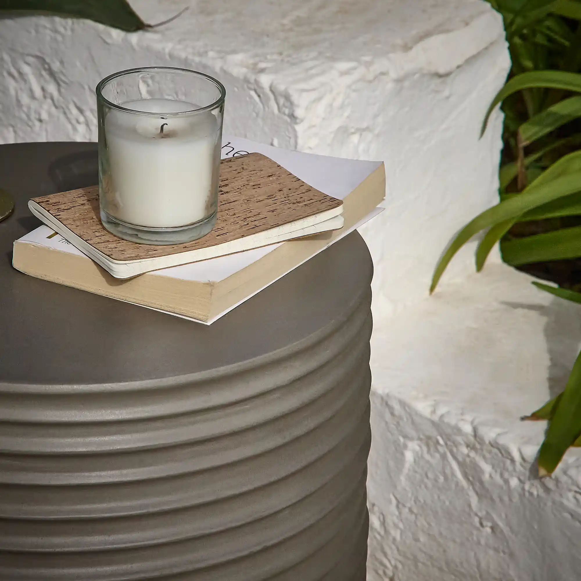 Carlotta Dark Grey Round Concrete Side Table - Image 2
