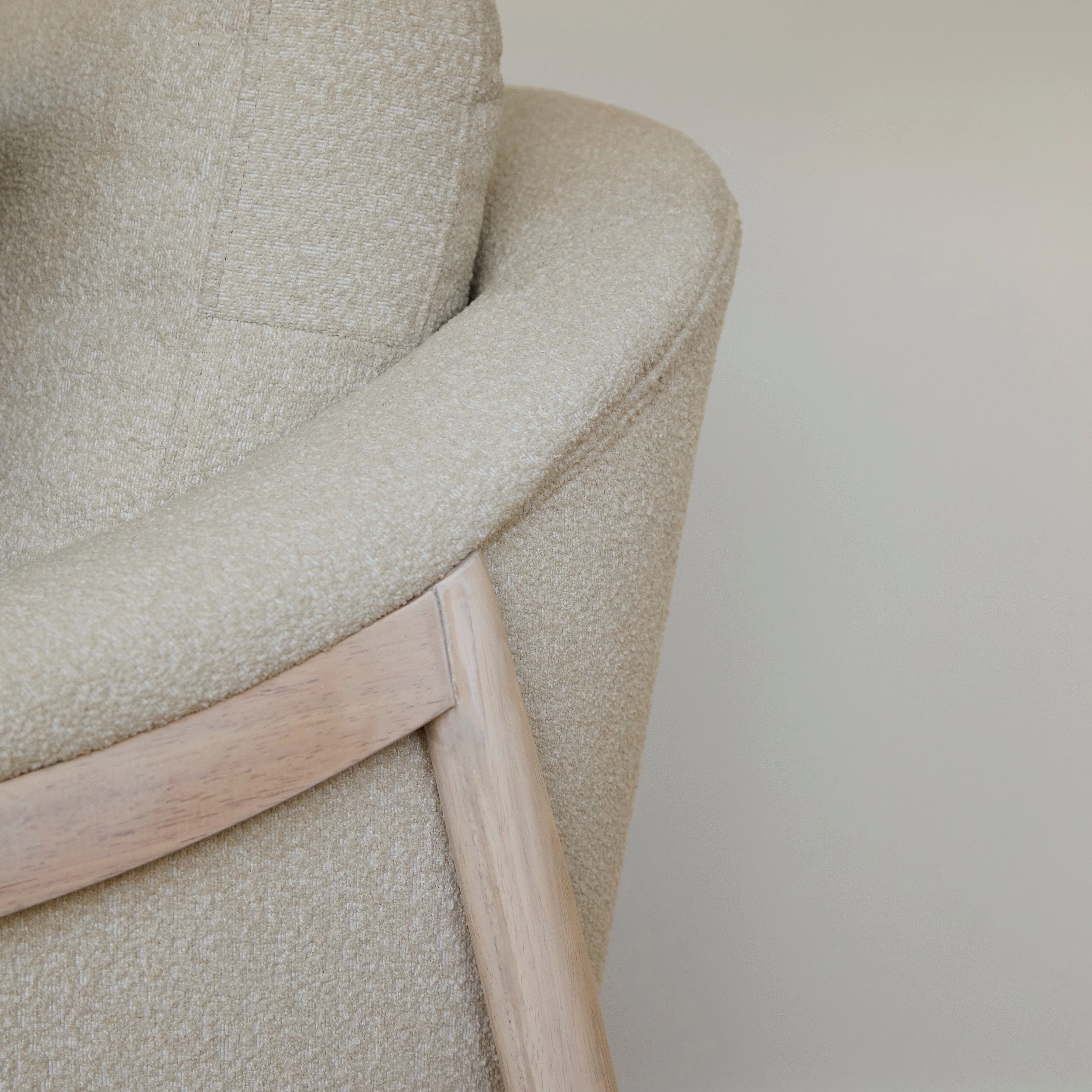 Carter Beige Boucle Occasional Armchair - Whitewash Legs - Image 6