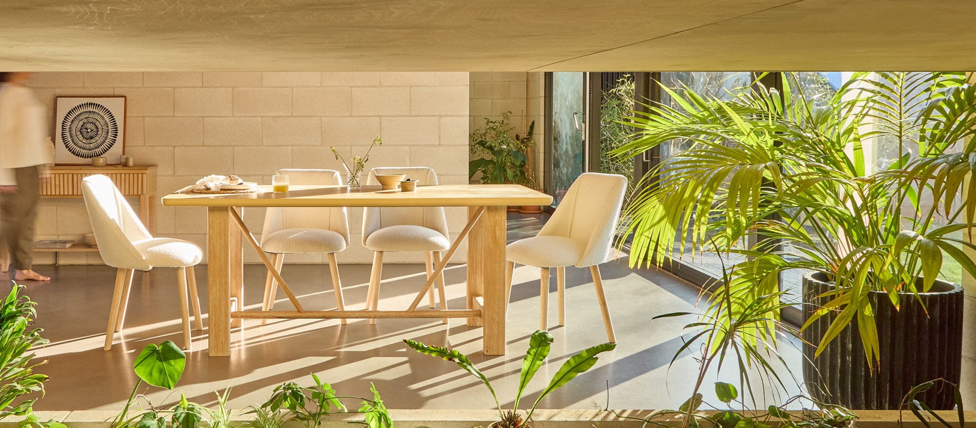 Carter Whitewash Rectangular Dining Table with 6 Freya Boucle Dining Chairs with Whitewash Legs - Image 11