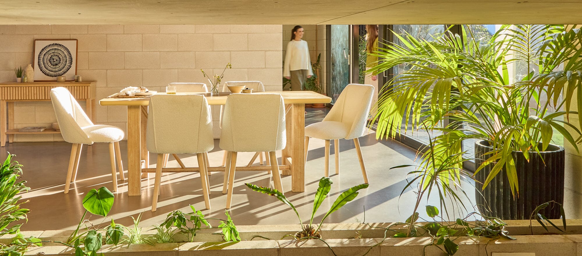 Carter Whitewash Rectangular Dining Table with 6 Freya Boucle Dining Chairs with Whitewash Legs - Image 12