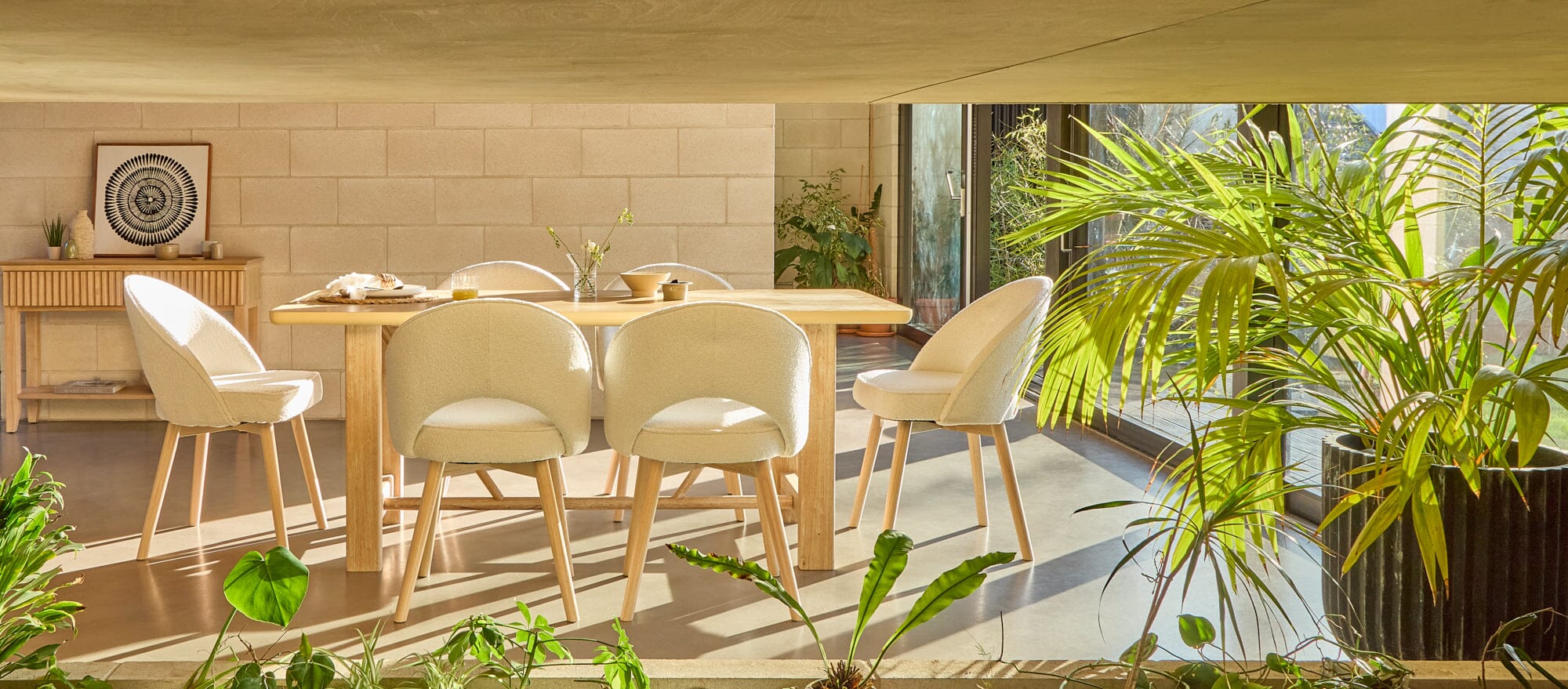 Carter Whitewash Rectangular Dining Table with 6 Marilyn Boucle Dining Chairs with Whitewash Legs - Image 14
