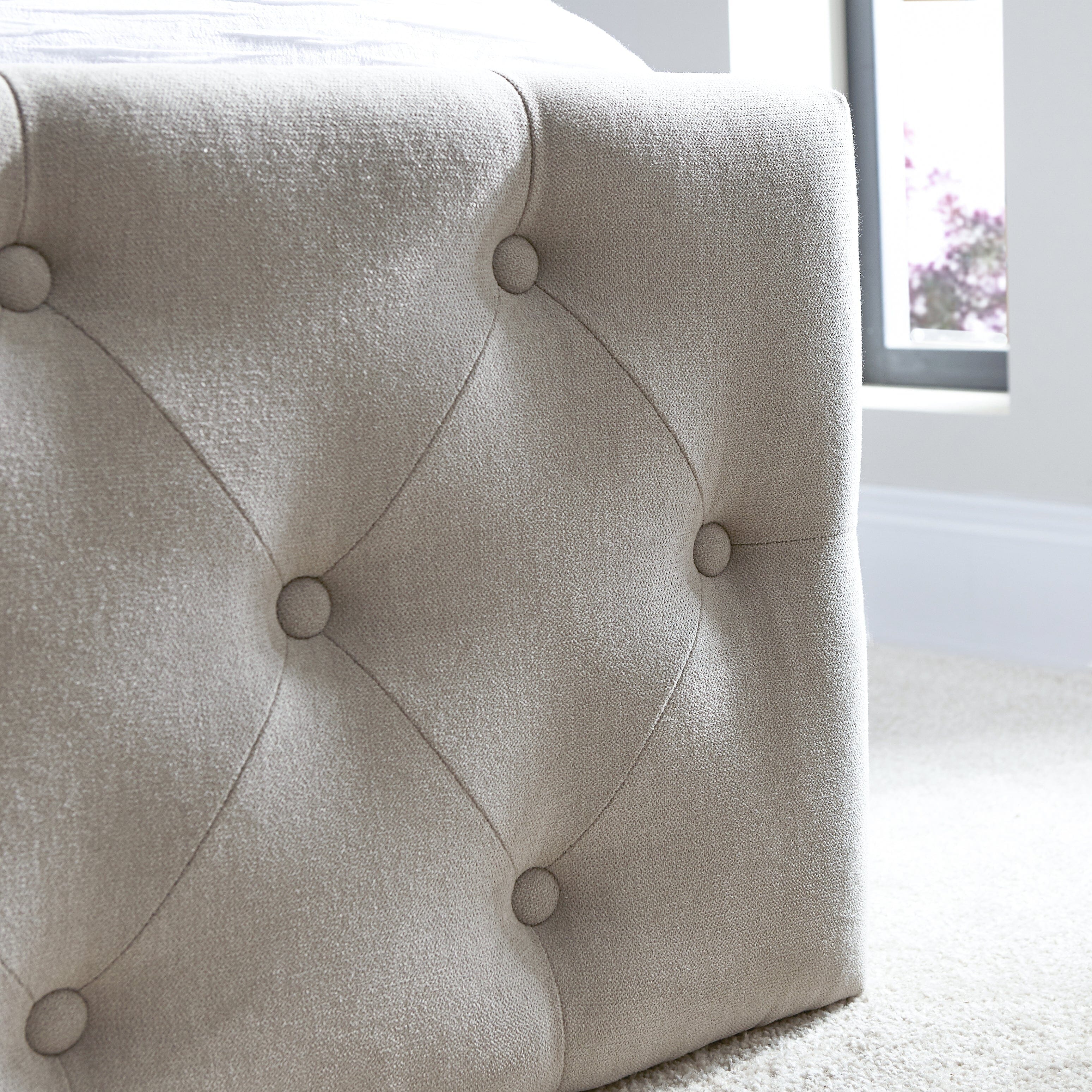 Cavill Fabric Double Bed - Soft Beige - Image 5