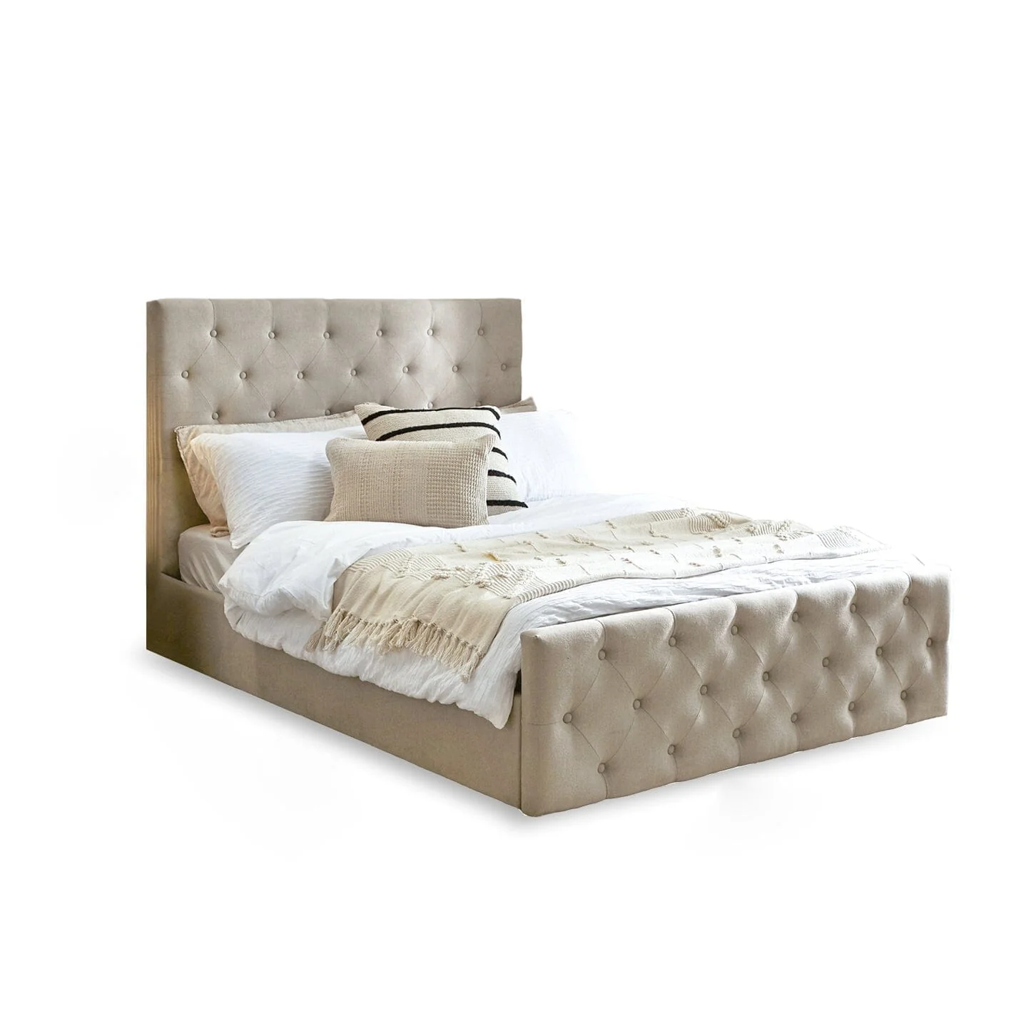Cavill Fabric Double Bed - Soft Beige - Image 8