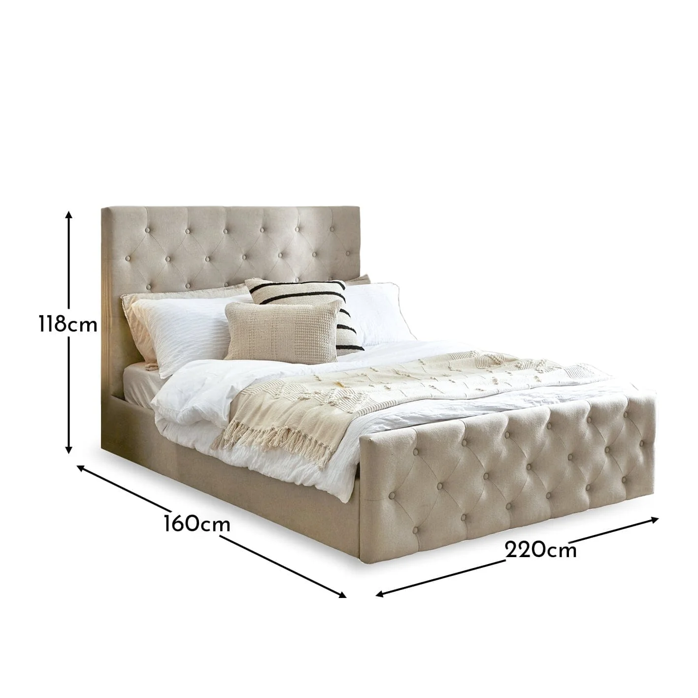 Cavill Fabric King Size Bed - Soft Beige - Image 7