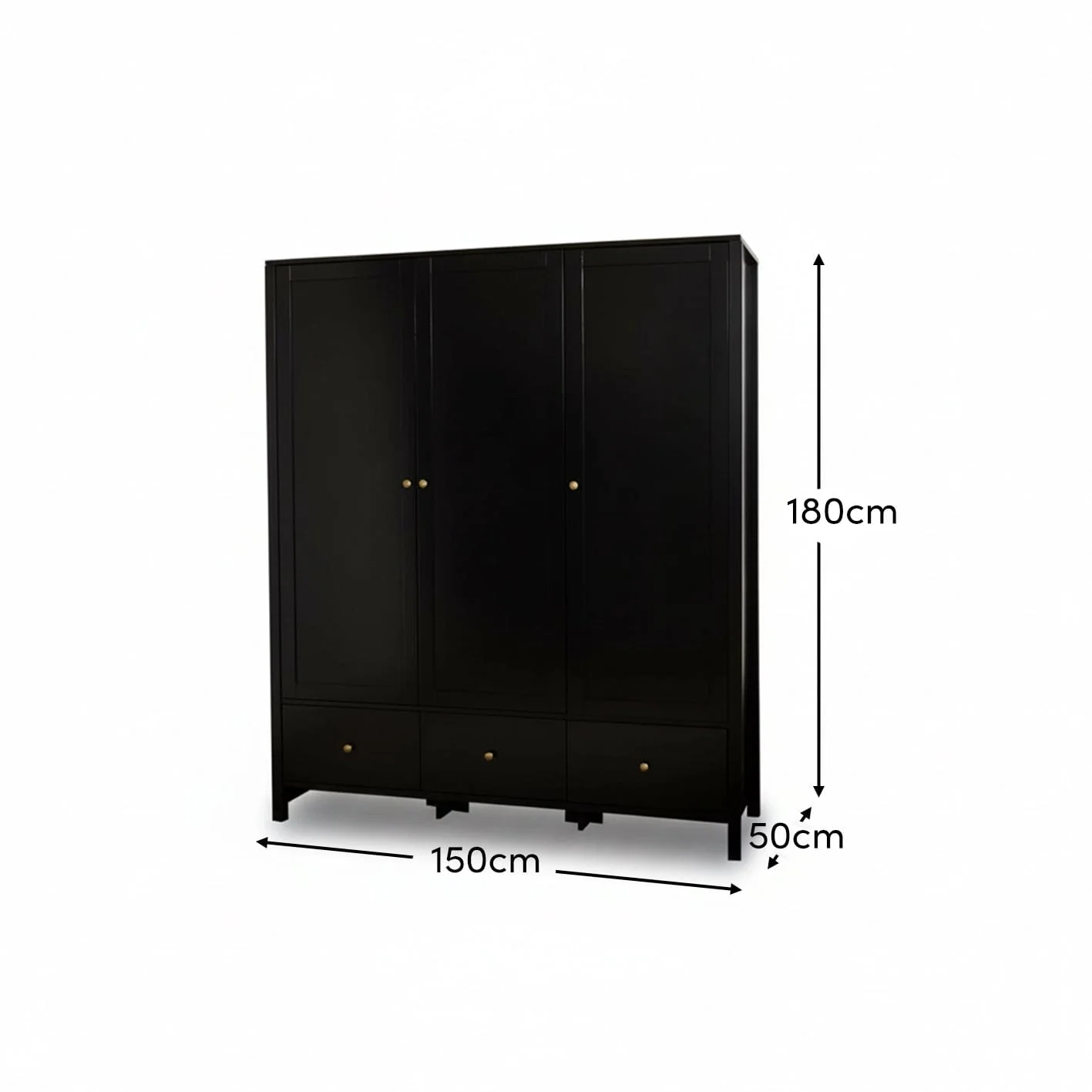 Charlie 3 Door Wardrobe - Black - Image 9
