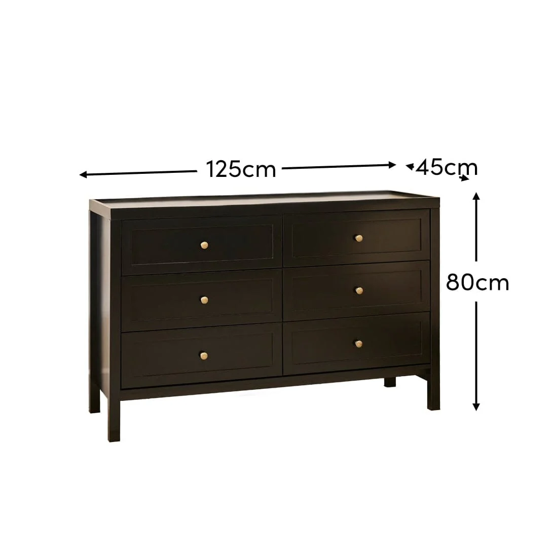 Charlie 6 Drawer Chest of Drawers - Noir Black - Image 8