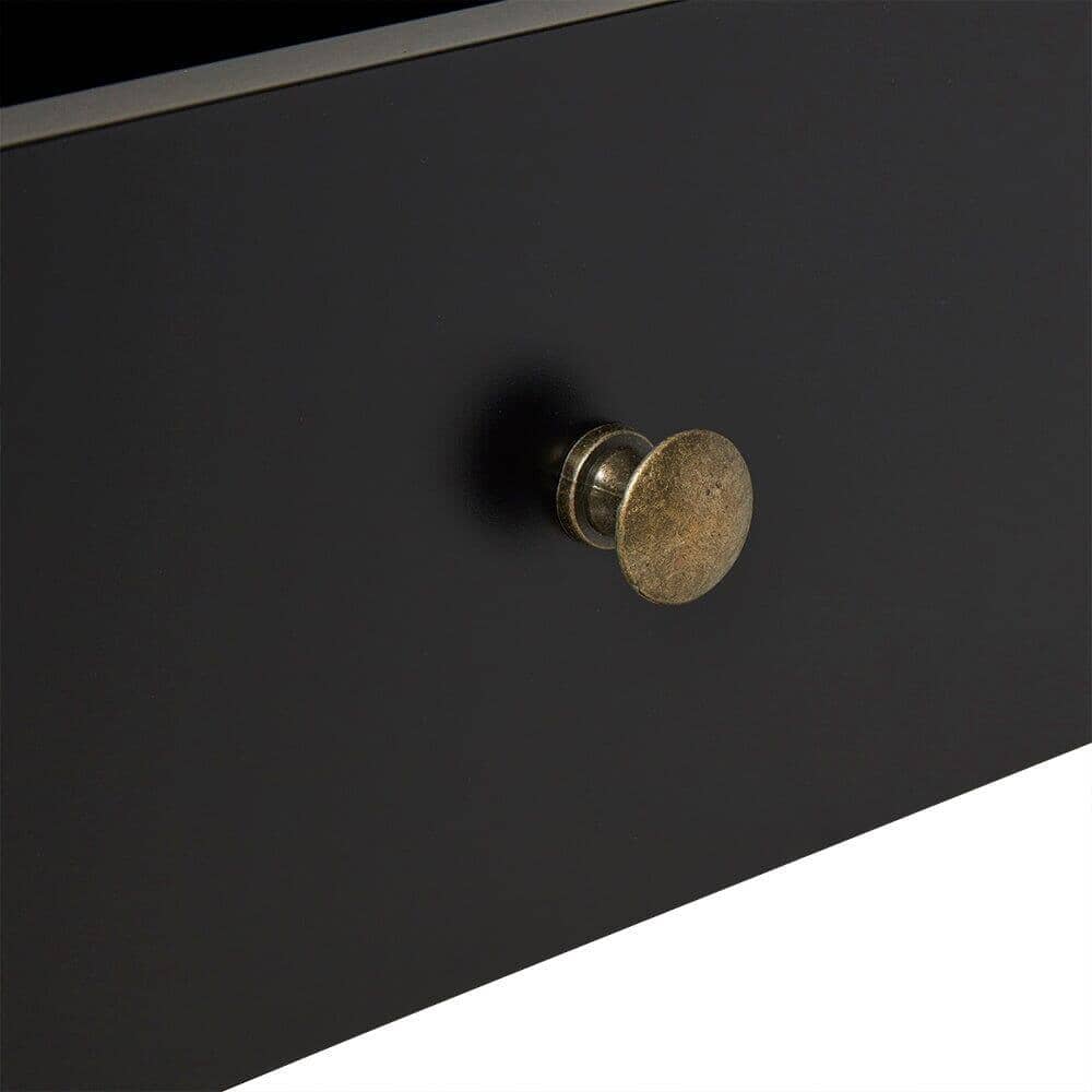 Outlet - Charlie Two Drawer Bedside Table In Noir Black - Image 6