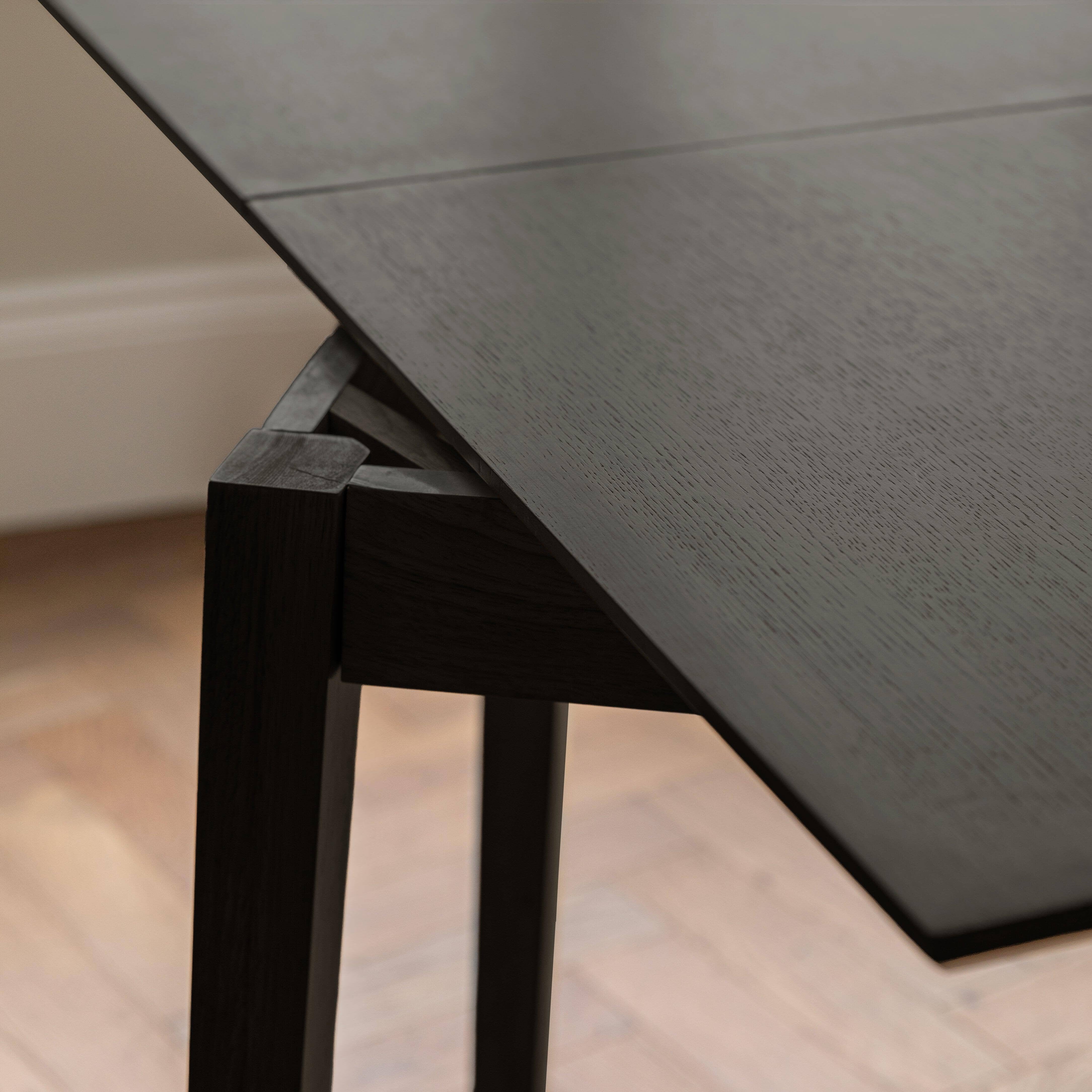 Charlie Black Oak Dining Table Set - Extendable - 4 Seater - Faye Black Woven Dining Chairs - Image 3