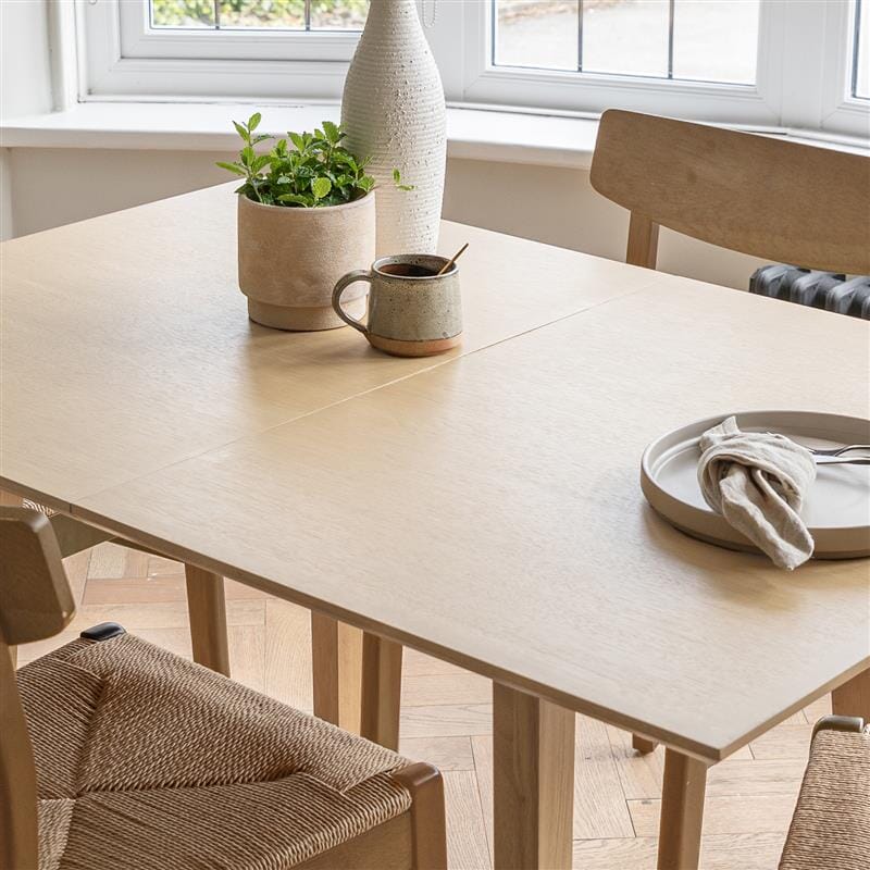 Charlie Pale Oak Extendable Dining Table Set - 4 Seater - Woven Pale Oak Dining Chairs - Image 6