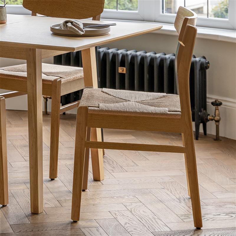 Charlie Pale Oak Extendable Dining Table Set - 4 Seater - Woven Pale Oak Dining Chairs - Image 8