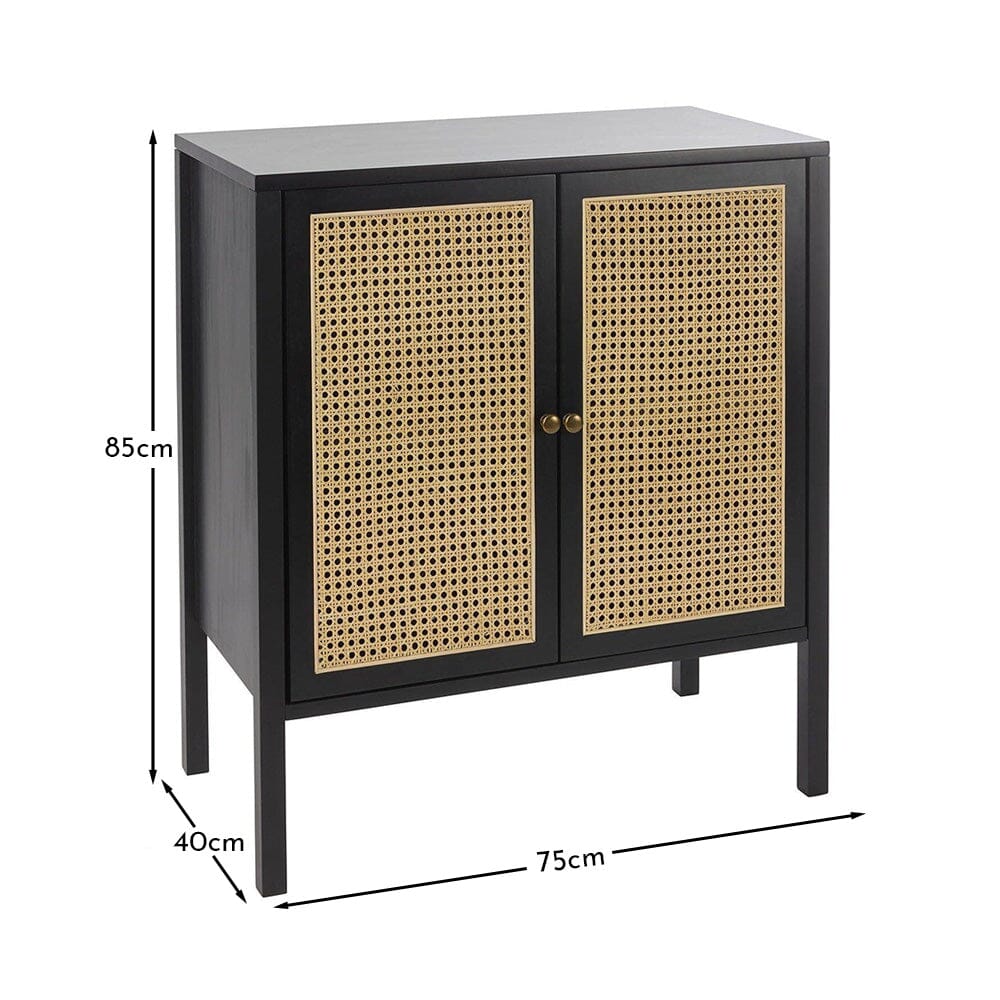 Charlie 2 Door Small Sideboard - Cane & Black - Image 12