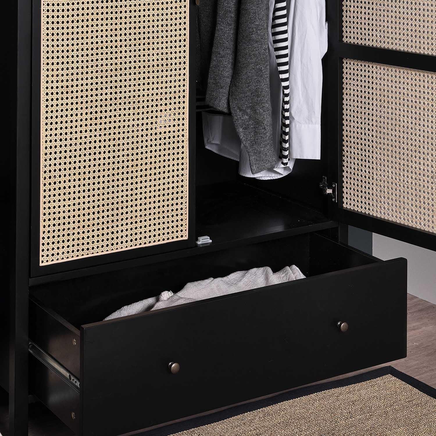 Charlie Double Wardrobe - Black - Image 5
