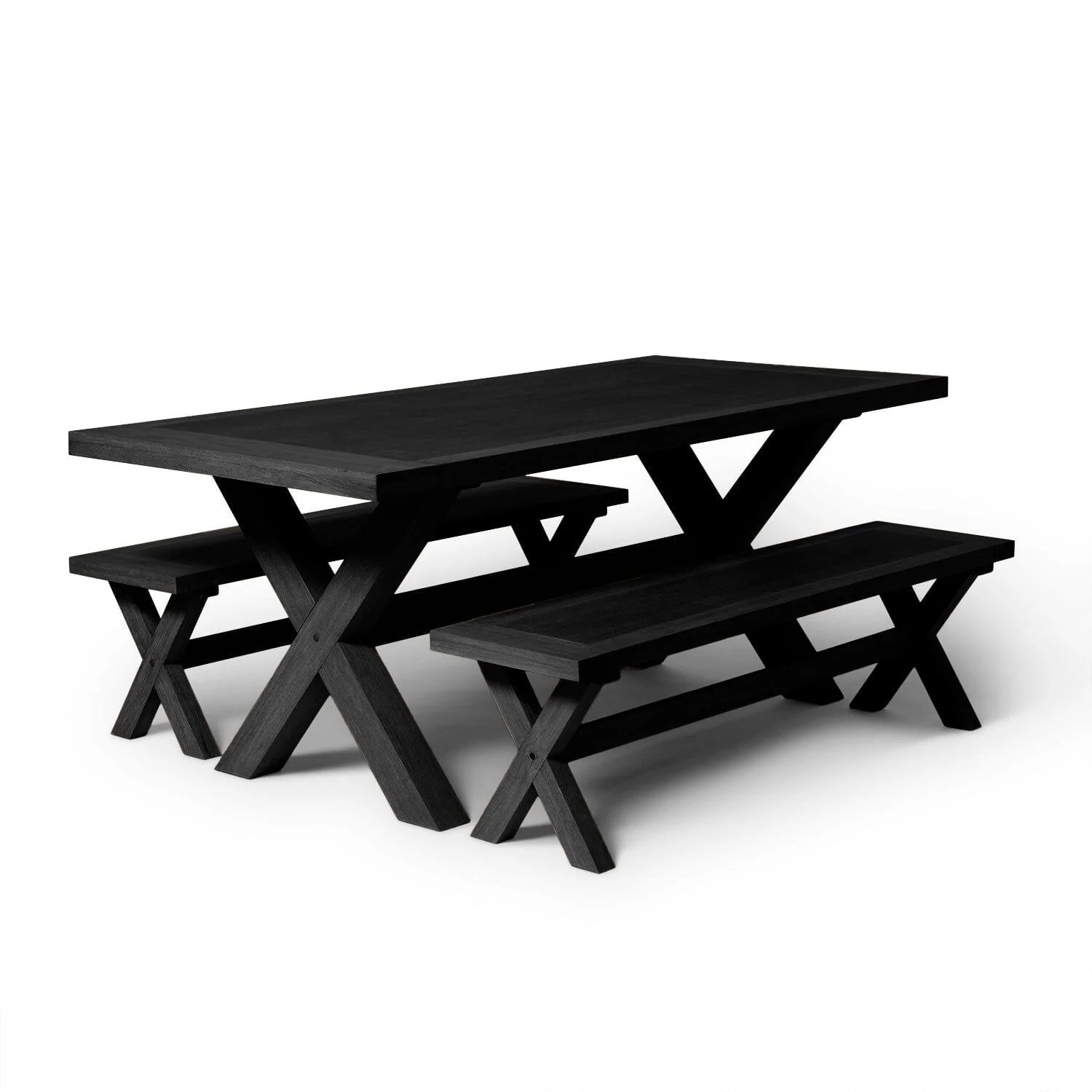 Charlotte 190cm Dining Table with 2 150cm Dining Benches - Black Oak - Image 3