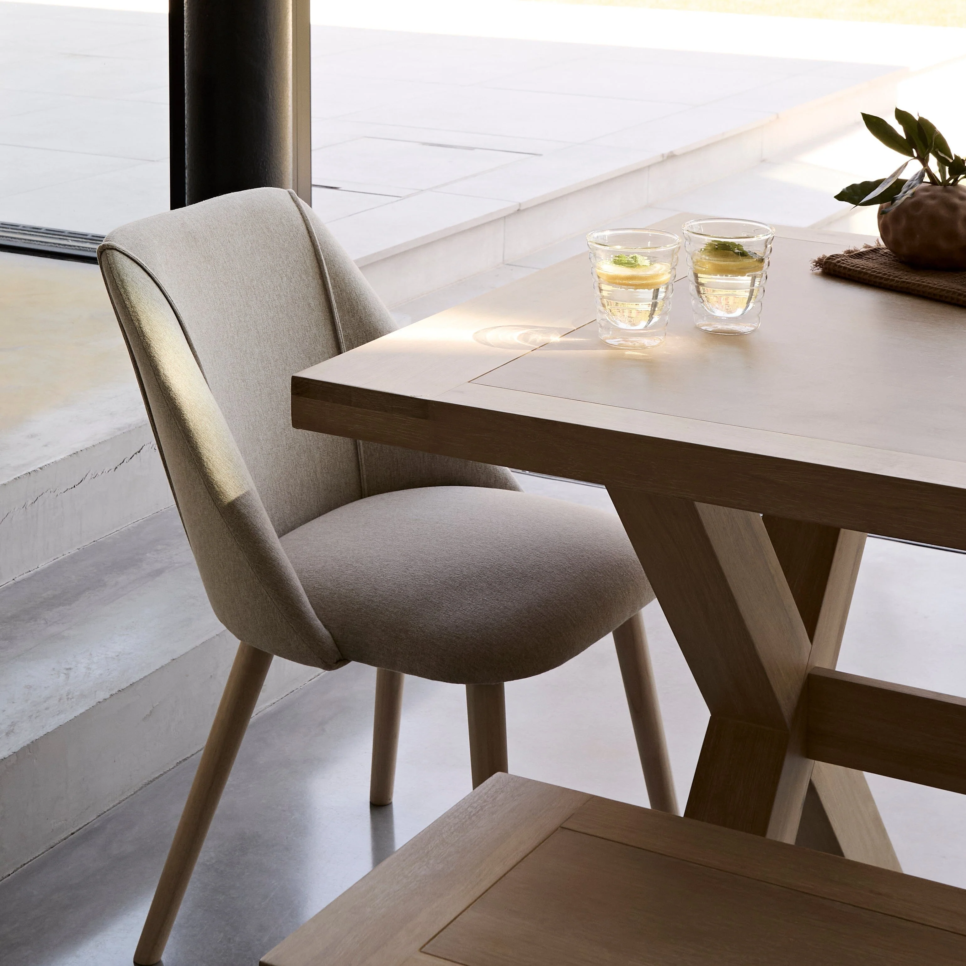 Charlotte Whitewash Dining Table Set - 6 Seater - Freya Sand Dining Chairs & Charlotte Bench - Image 10