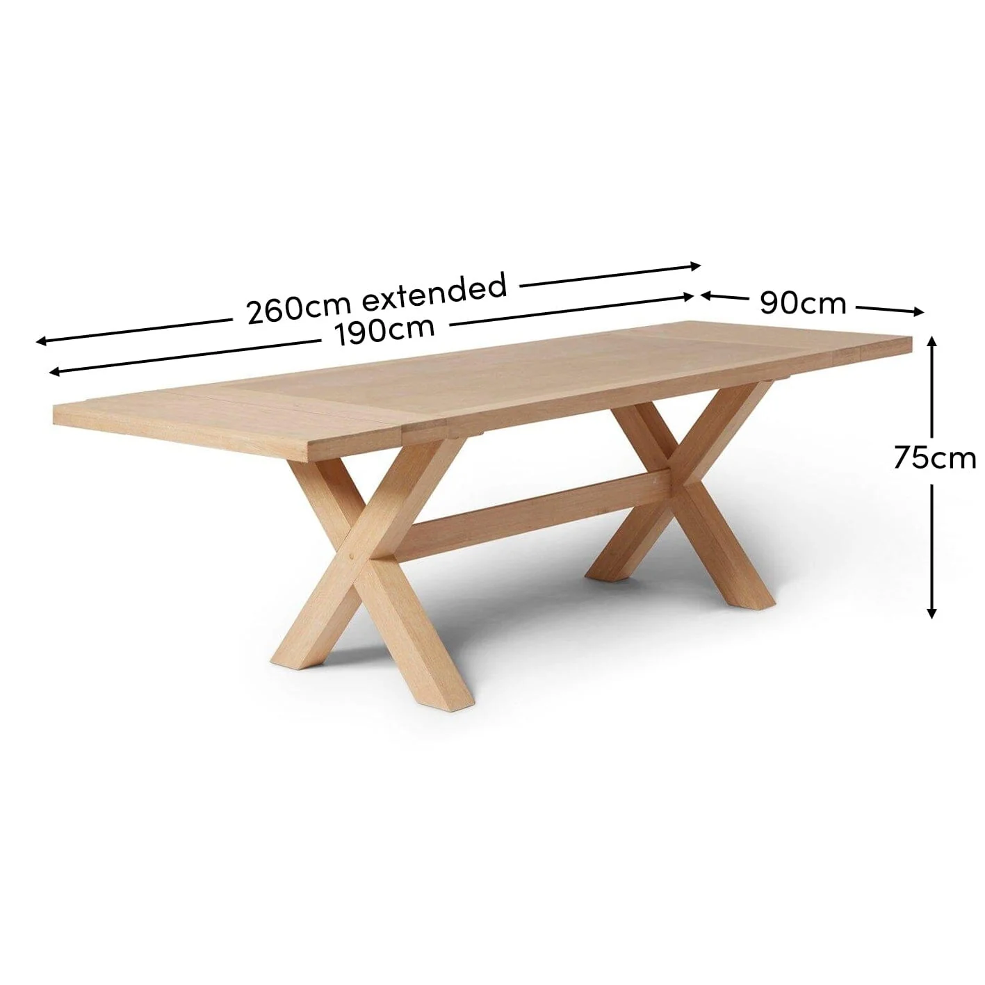 Charlotte Whitewash Dining Table - Extendable - Cross Leg - Image 16